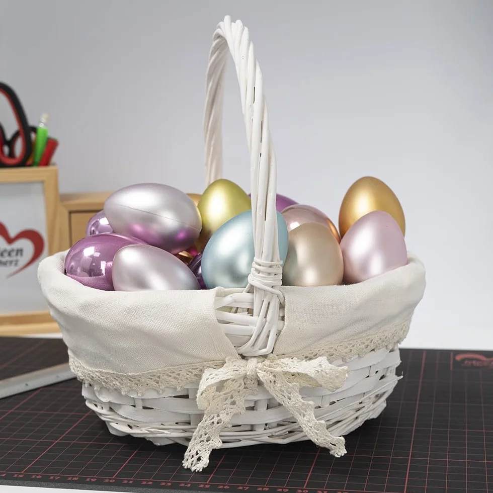 Ideen mit Herz Koszyk z wikliny | Koszyk z drewna z materiałem | Kolory naturalne | Wiklinowe | Koszyk na prezenty | Opakowanie na prezent | Dekoracja | Shabby Chic | Kwiaty