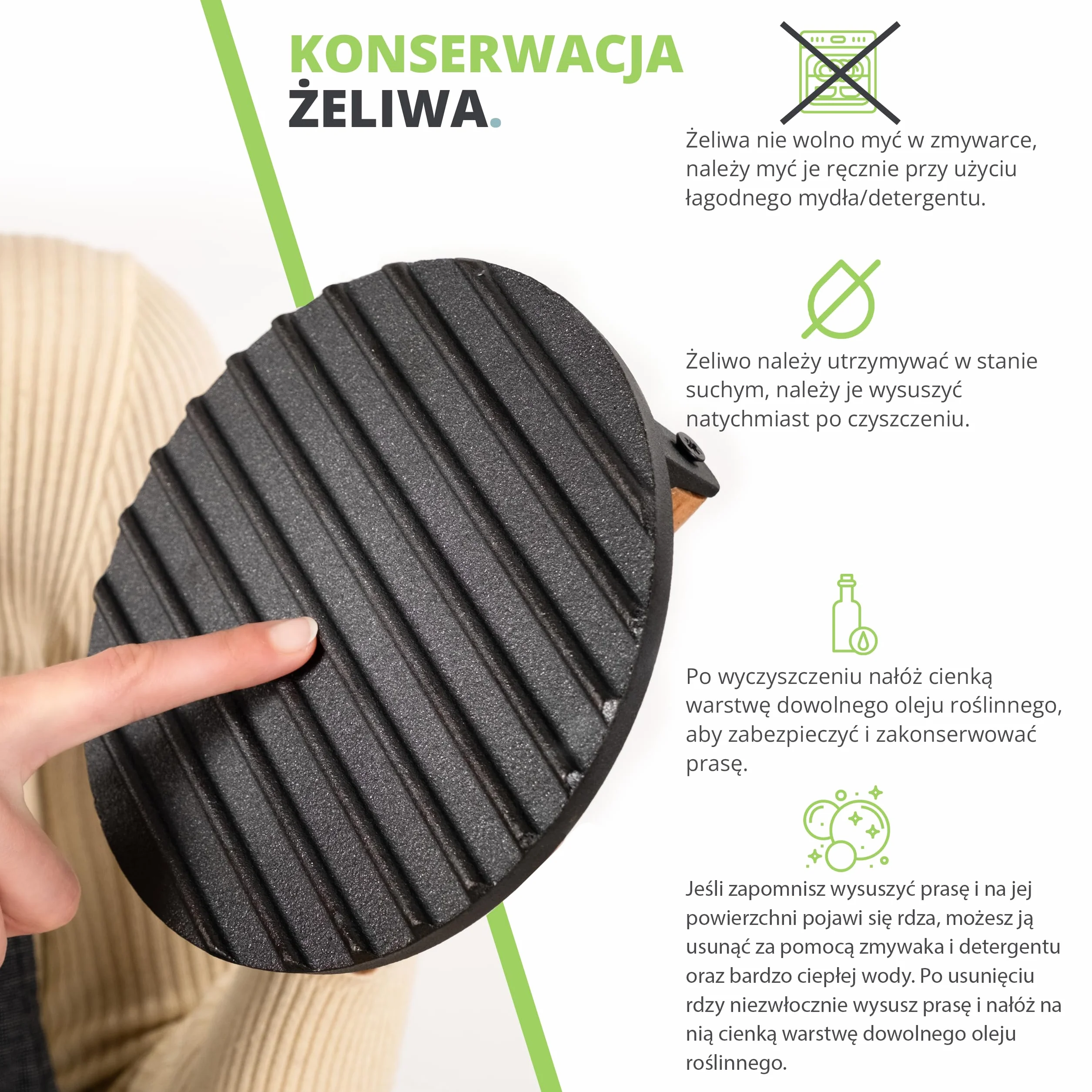 Oliver's Kitchen ® Prasa do Burgerów - Wysokiej Jakości, Wytrzymała, Żeliwna Praska do Hamburgerów - Ręczna Prasa do Mięsa z Wygodnym Uchwytem i Nieprzywierającą Powłoką - Idealne Domowe Burgery