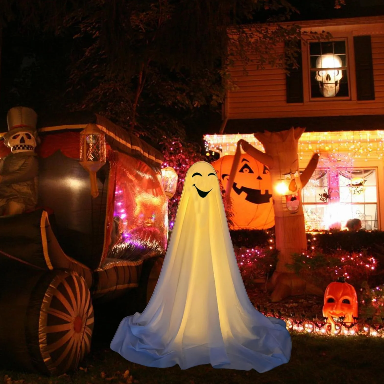 Dekoracja Halloween 165 cm Duch Ozdoba Świąteczna Zewnętrzna