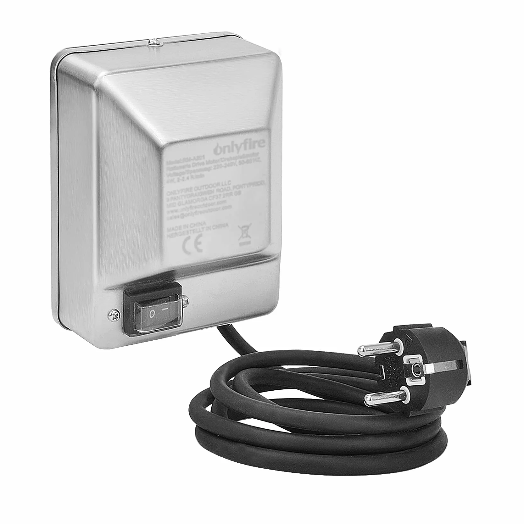 Onlyfire Silnik grilla ze stali nierdzewnej do rożna grillowego, rożna do grilla, 2U/M(obroty na minutę)-50/60Hz-4 Watt