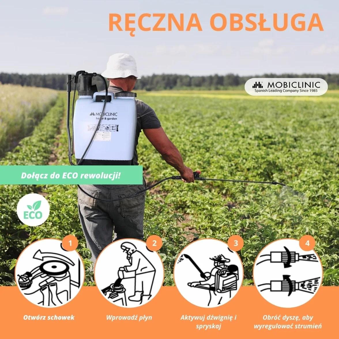 Mobiclinic®, Plecak opryskiwacz, 16 L, Ogrodnictwo, Ciśnienie Pompy, 4 Regulowane Dysze, Lekki 2 kg, Opryskiwacz, Nawadnianie, Zwalczanie Szkodników, Pielęgnacja Roślin, Fumibug