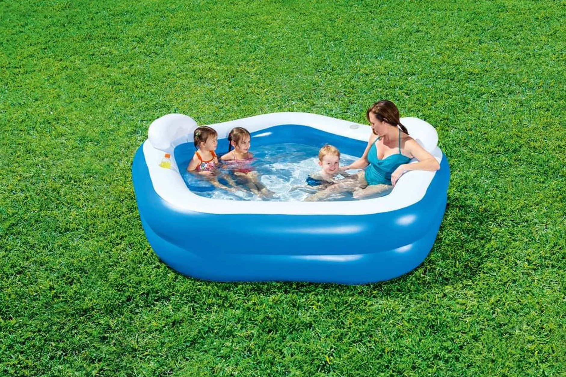 Bestway Basen rodzinny dla dzieci, niebieski/biały, 213 x 207 x 69 cm, 6942138934441