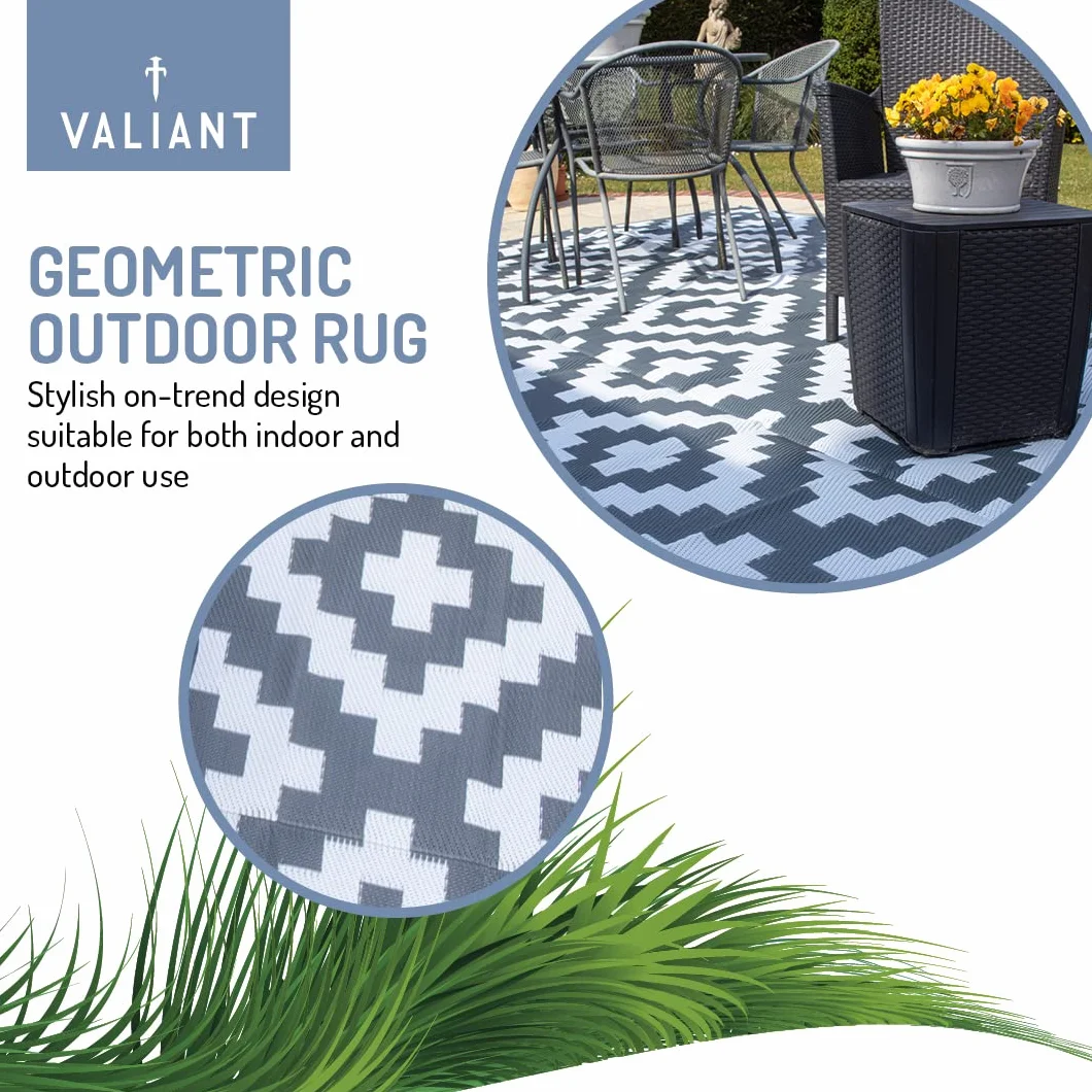 Valiant FIR564 Geometryczny dywan na patio i taras na zewnątrz – 3,6 m x 2,7 m, szary, szary