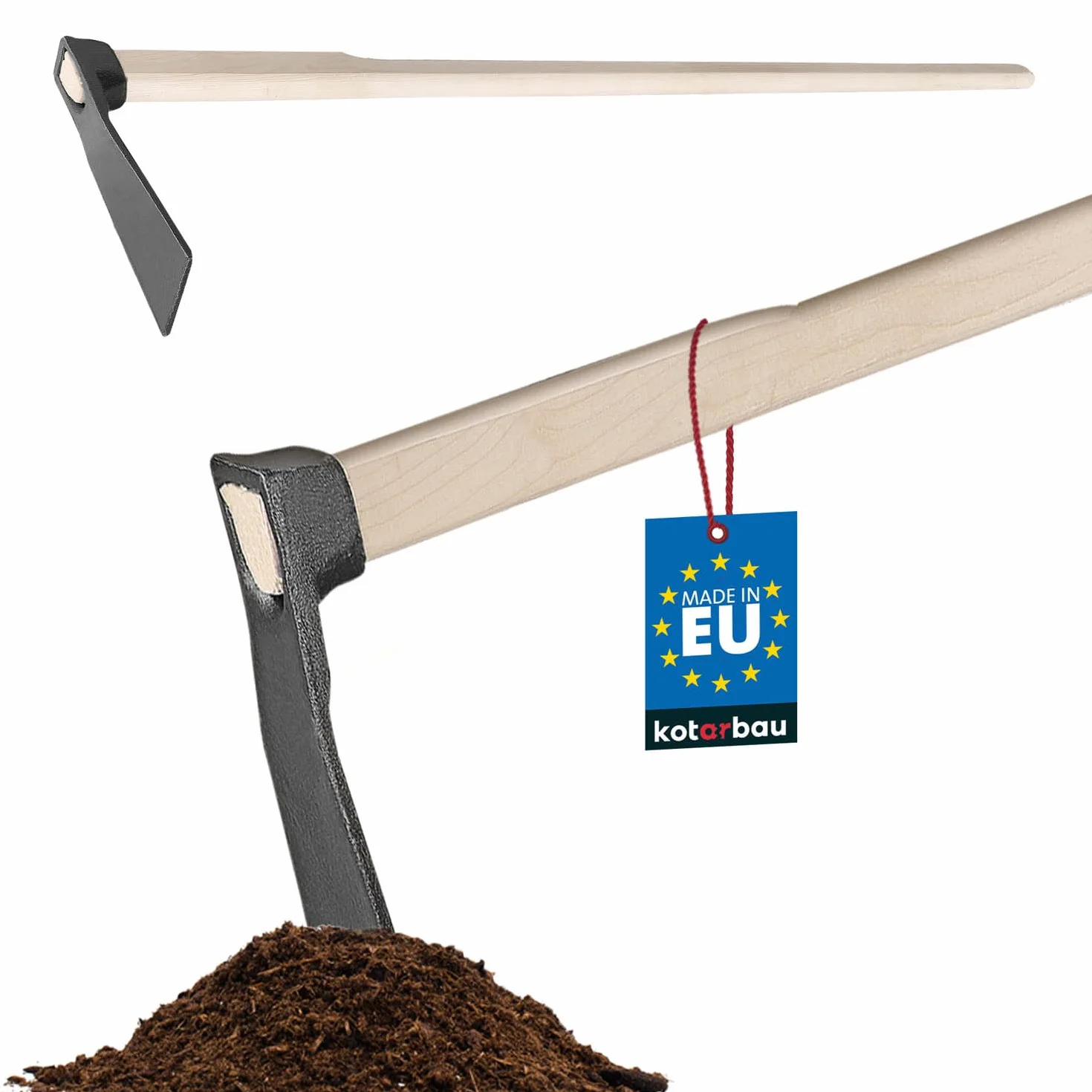 KOTARBAU® Motyka ogrodowa 23 cm z trzonkiem 120 cm drewniana do chwastów