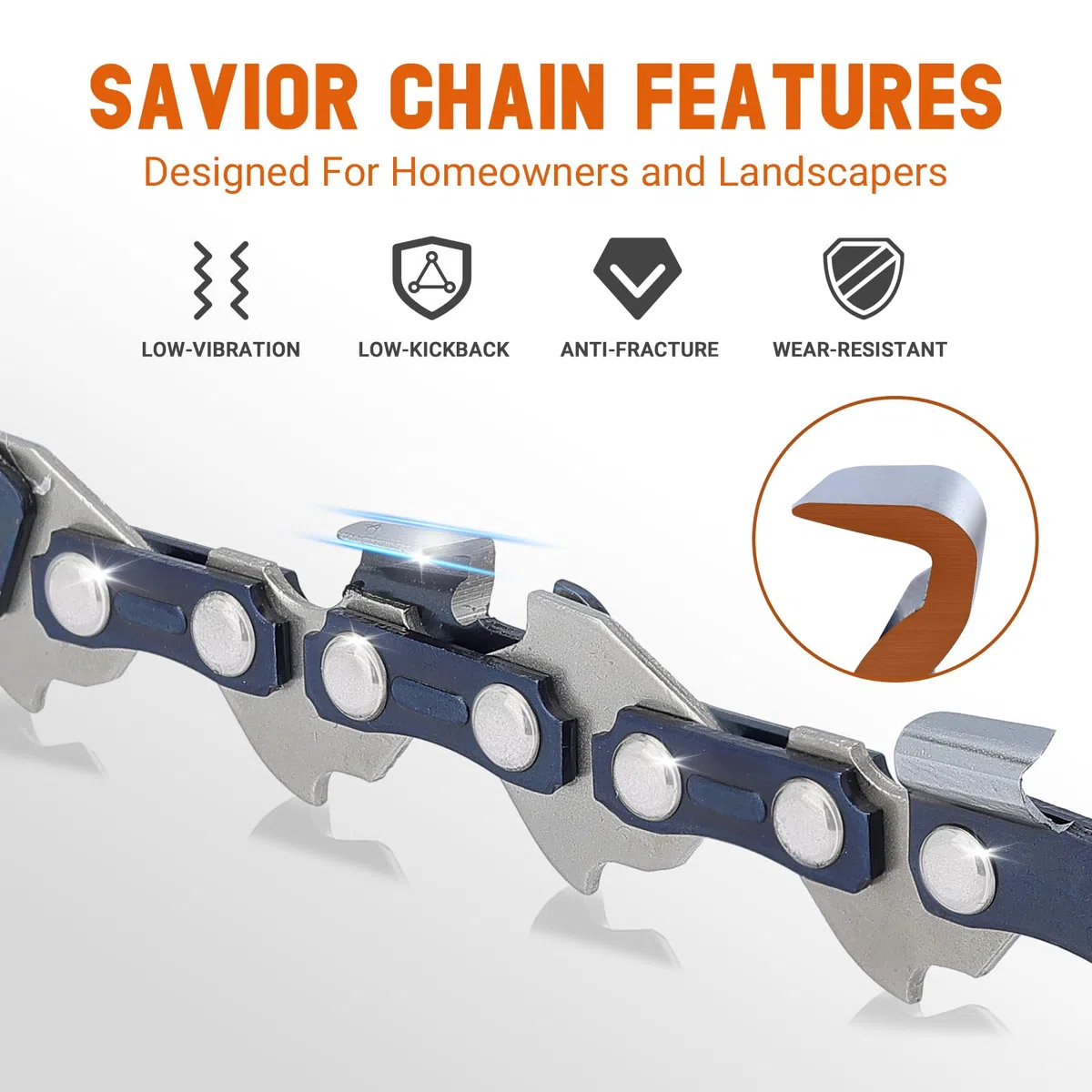 SAVIOR 3 sztuki łańcuchów do piły 40 cm LP 1,3 mm 56 TG, łańcuch kompatybilny z Oregon, Makita, Einhell, Dolmar, Husqvarna i innymi