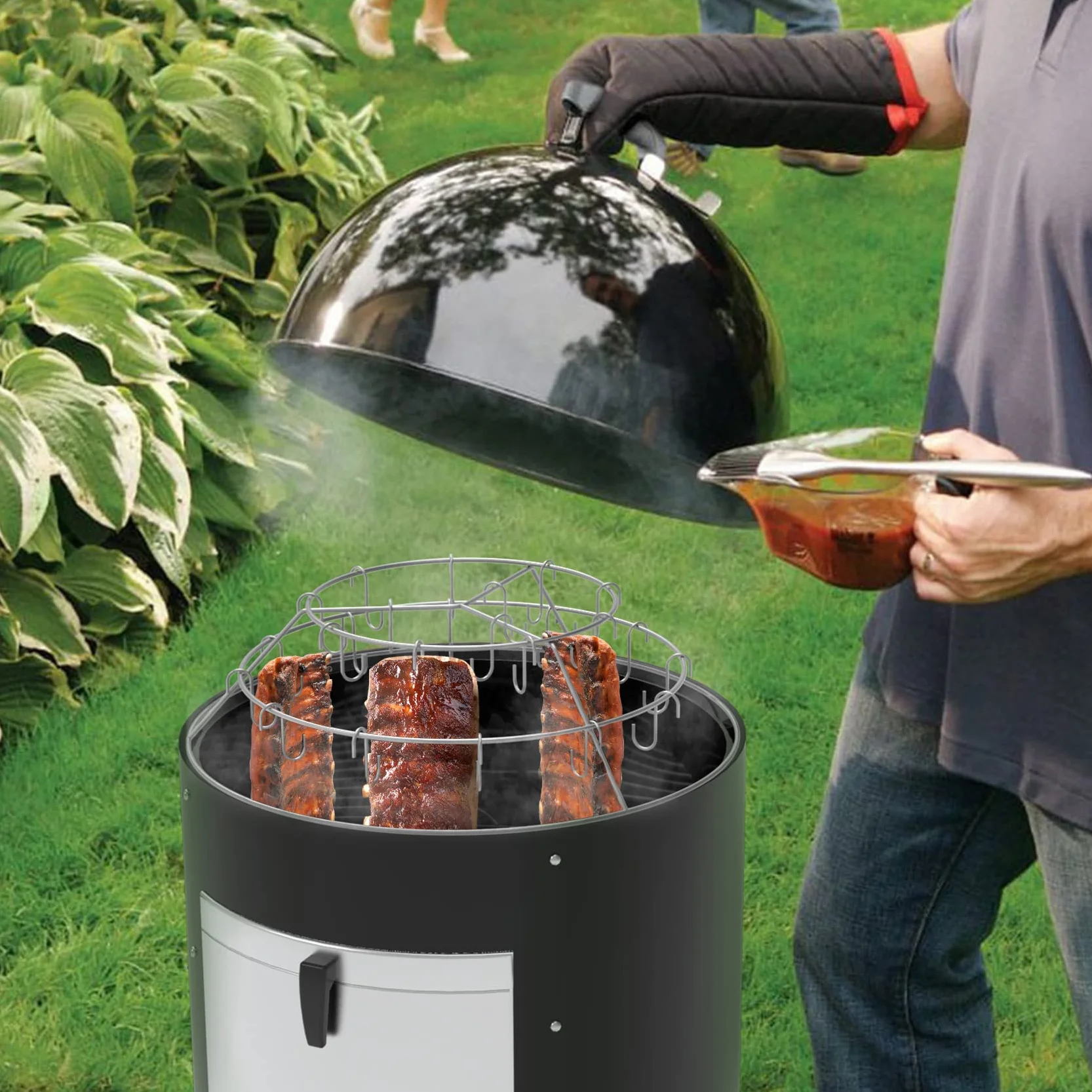 Onlyfire trzystopniowa zawieszka do pieczenia boczku 57cm do Weber Grill Węglowy