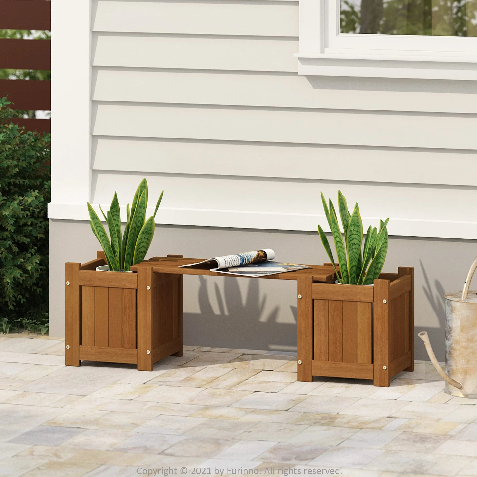 Furinno FG20464 Mini skrzynka na rośliny z twardego drewna, drewno meranti, naturalne, 26,16 x 100,33 x 29,72