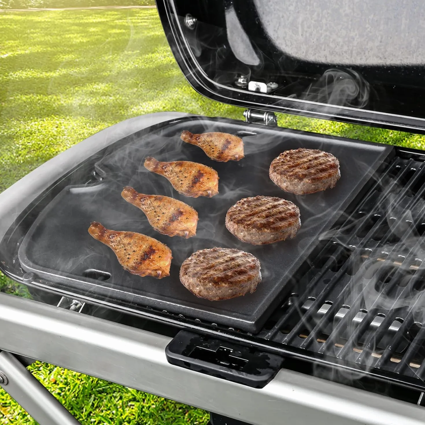 Denmay żeliwna płyta grillowa do Weber Traveler Compact Przenośny grill gazowy, żeliwna płyta na zewnątrz, część zamienna do Weber Traveler Compact, płyta grillowa Plancha część zamienna 1 sztuka
