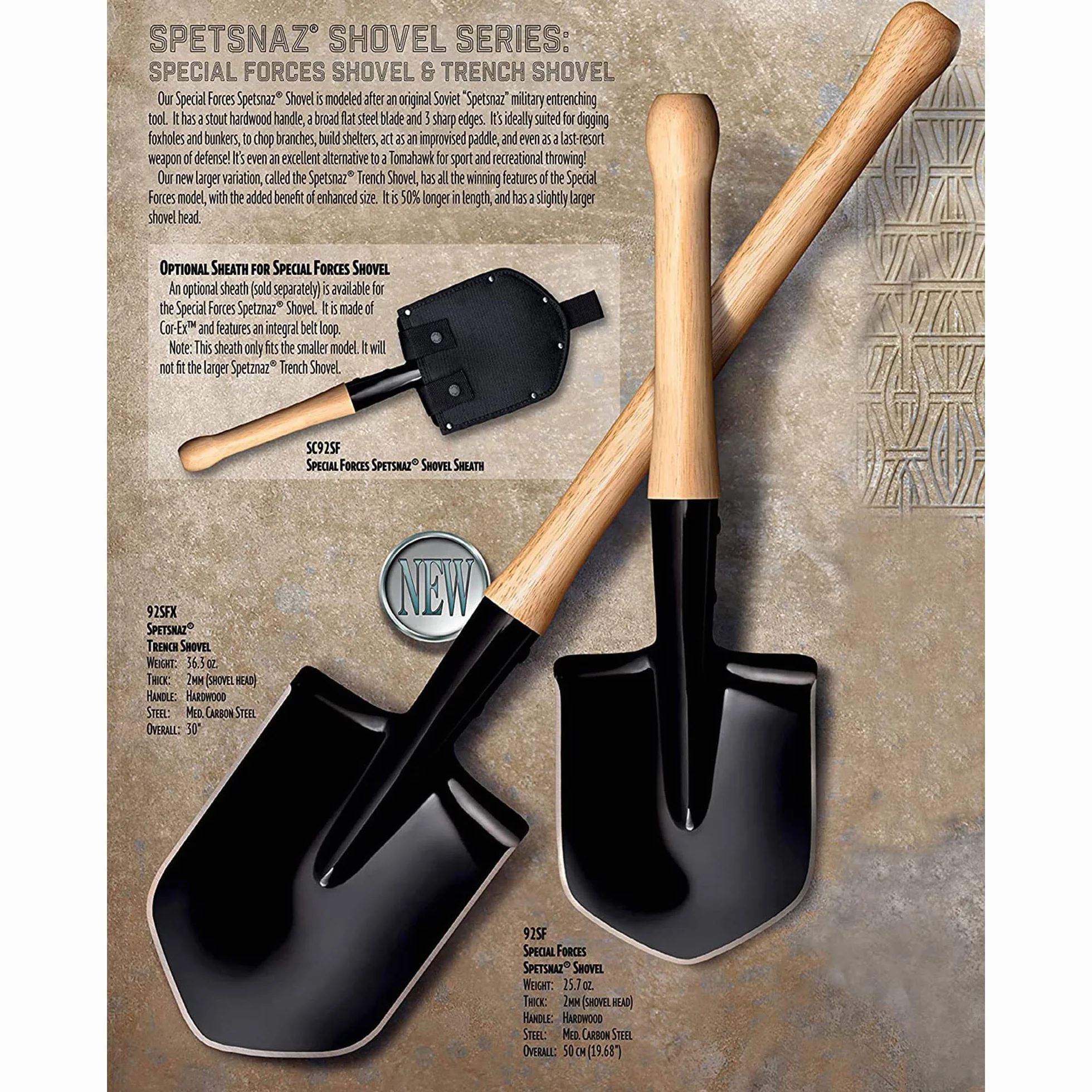 Cold Steel Unisex Special Forces Shovel 92SF, uniseks, brązowy, czarny, rozmiar uniwersalny