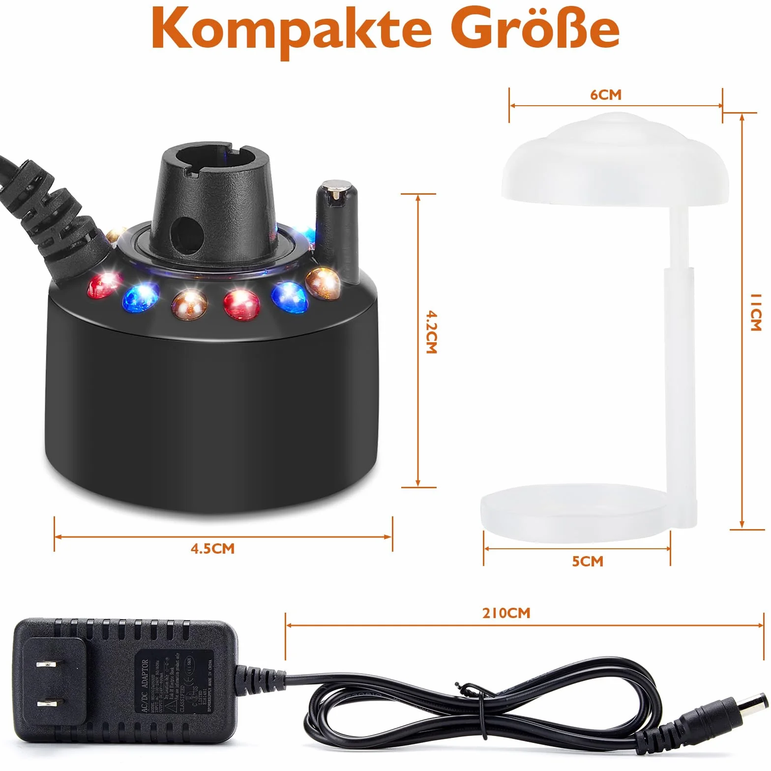 FITNATE Ultrasonic Fog Maker, Nebler ultradźwiękowy nebulizator, 12 diod LED, urządzenie do mgły na Halloween, dynia i doniczka czarownica, fontanna/staw/mgła, nawilżacz powietrza ≥ 400 ml/h