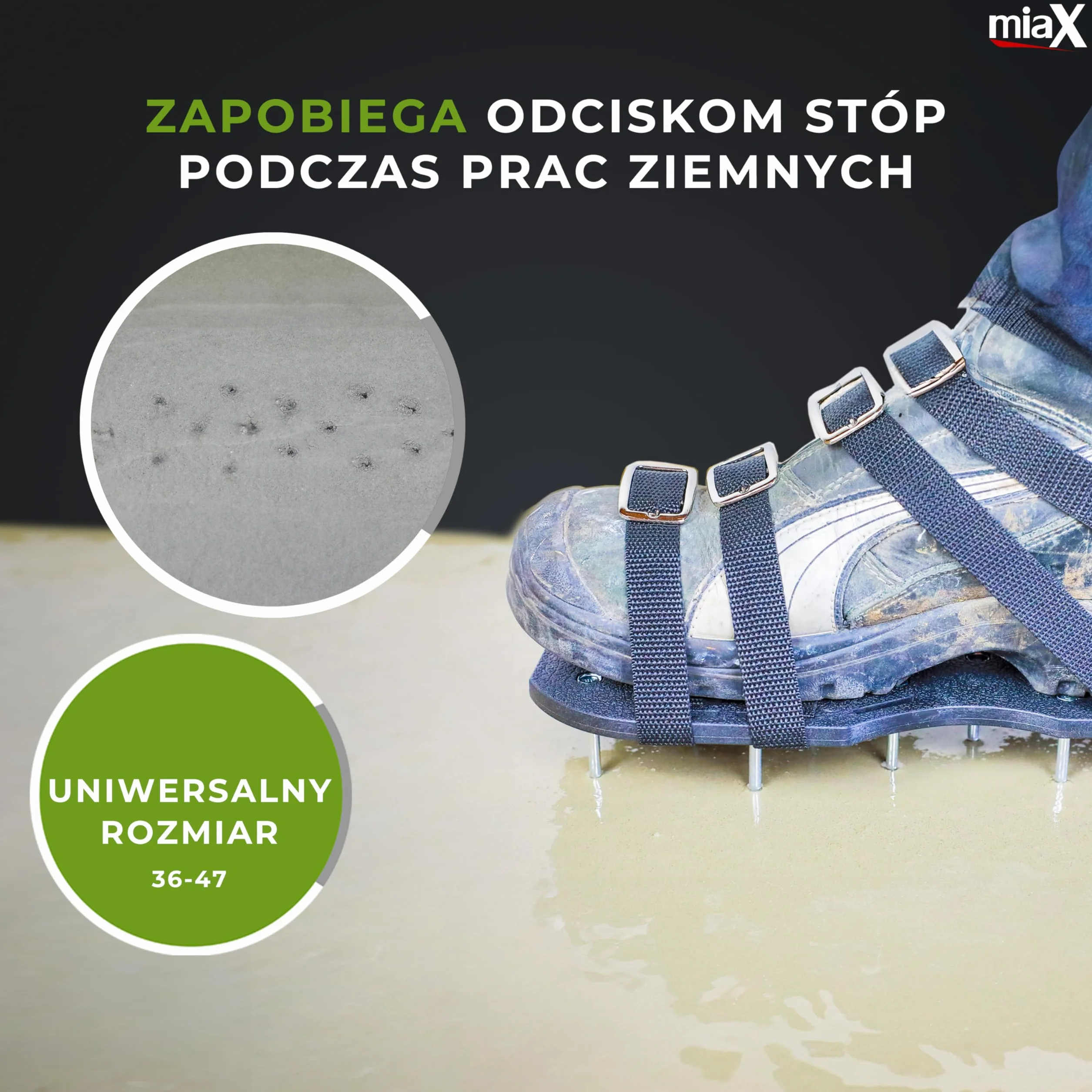 miaX Profesjonalne buty do napowietrzania trawy z gwarancją braku poślizgu – doskonałe buty do aeracji trawy dla idealnego trawnika – buty z kolcami z podwyższoną piętą zapewniającą stabilność