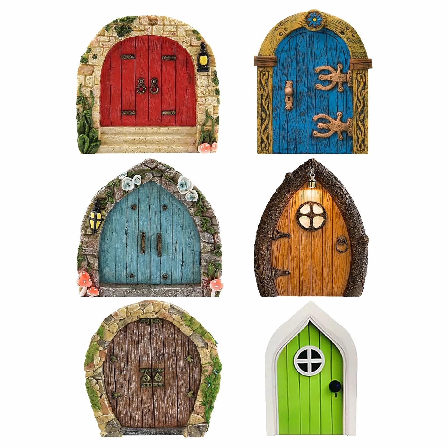 6 sztuk miniaturowedrzwi ogrodowe, wróżkowe i bajkowe, dekoracyjne mini drzwi ogrodowe, drewniane zewnętrzne