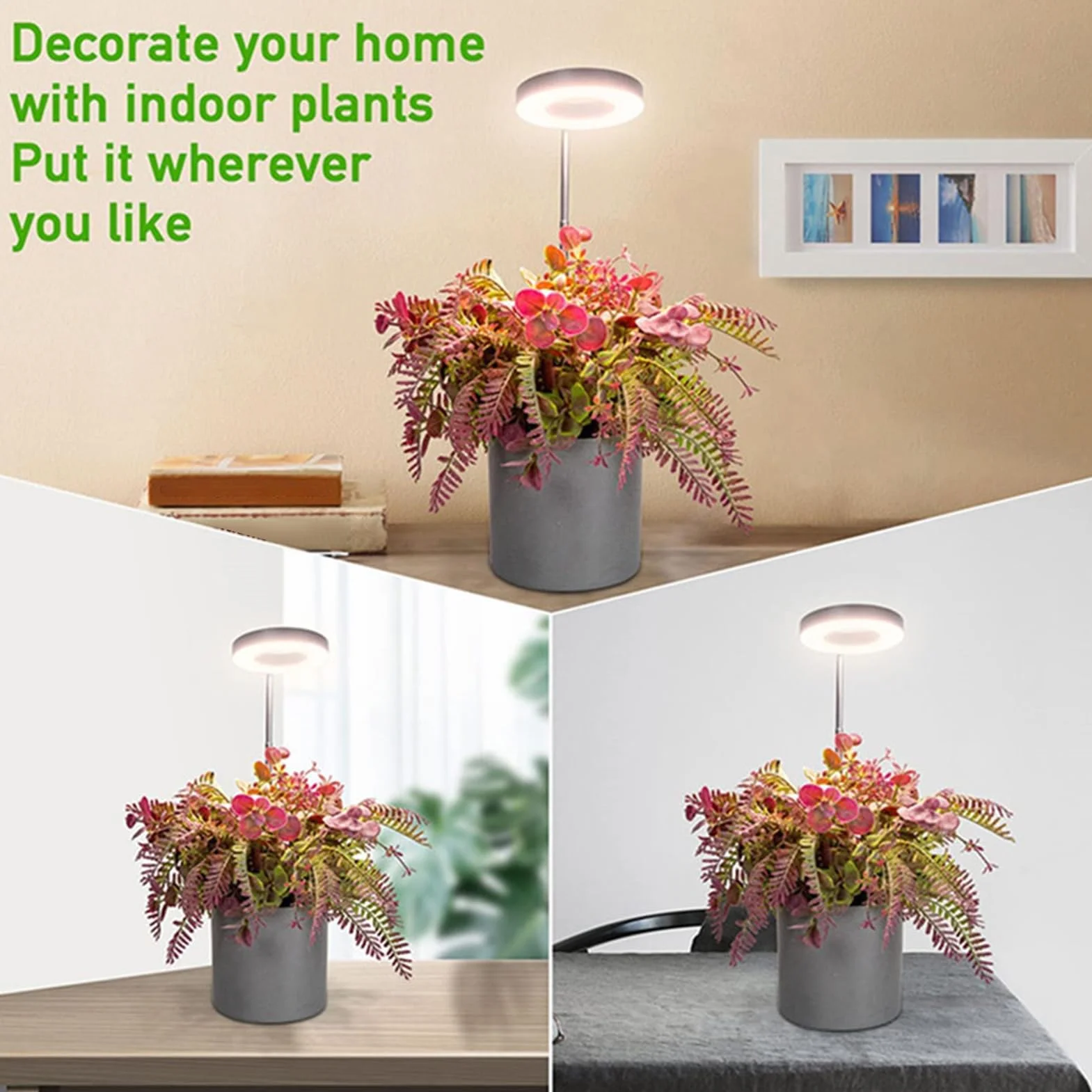 Plant Light, Dimmable LED Grow Lamp with Timer for Indoor Plants, 5W Hydroponics, Greenhouse, Flower Growth, Vegetable Farming, Bonsai Care, and Adjustable Brightness, 8.8x1.2cm