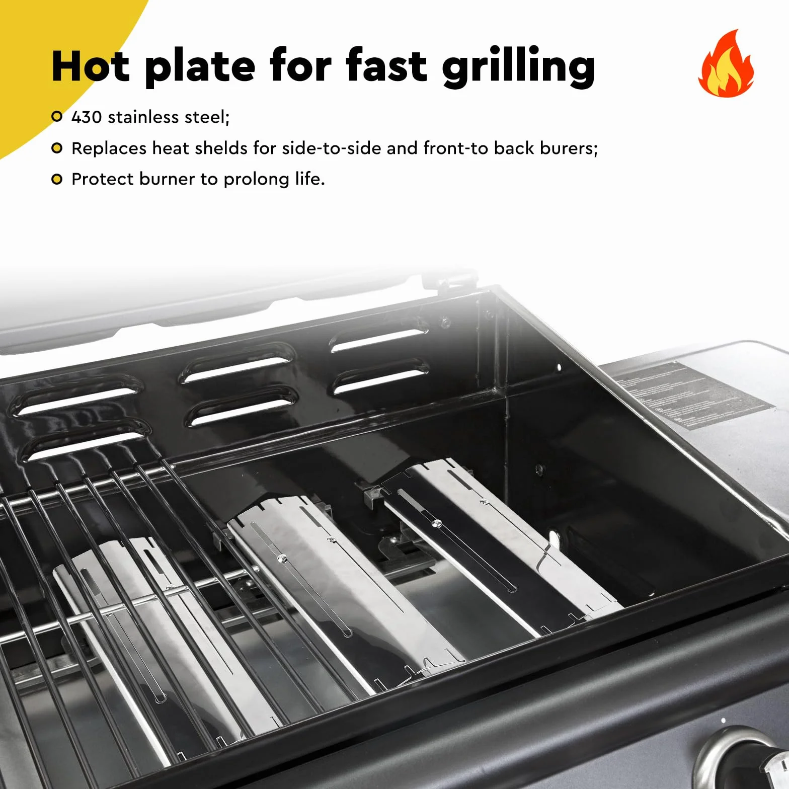 SWAWIS 3-częściowy zestaw 29,8 cm do 53,3 cm, osłona palnika, grill gazowy, płyta grzewcza, części zamienne, rozdzielacz płomienia ze stali nierdzewnej 430, regulowana osłona termiczna do Landmann