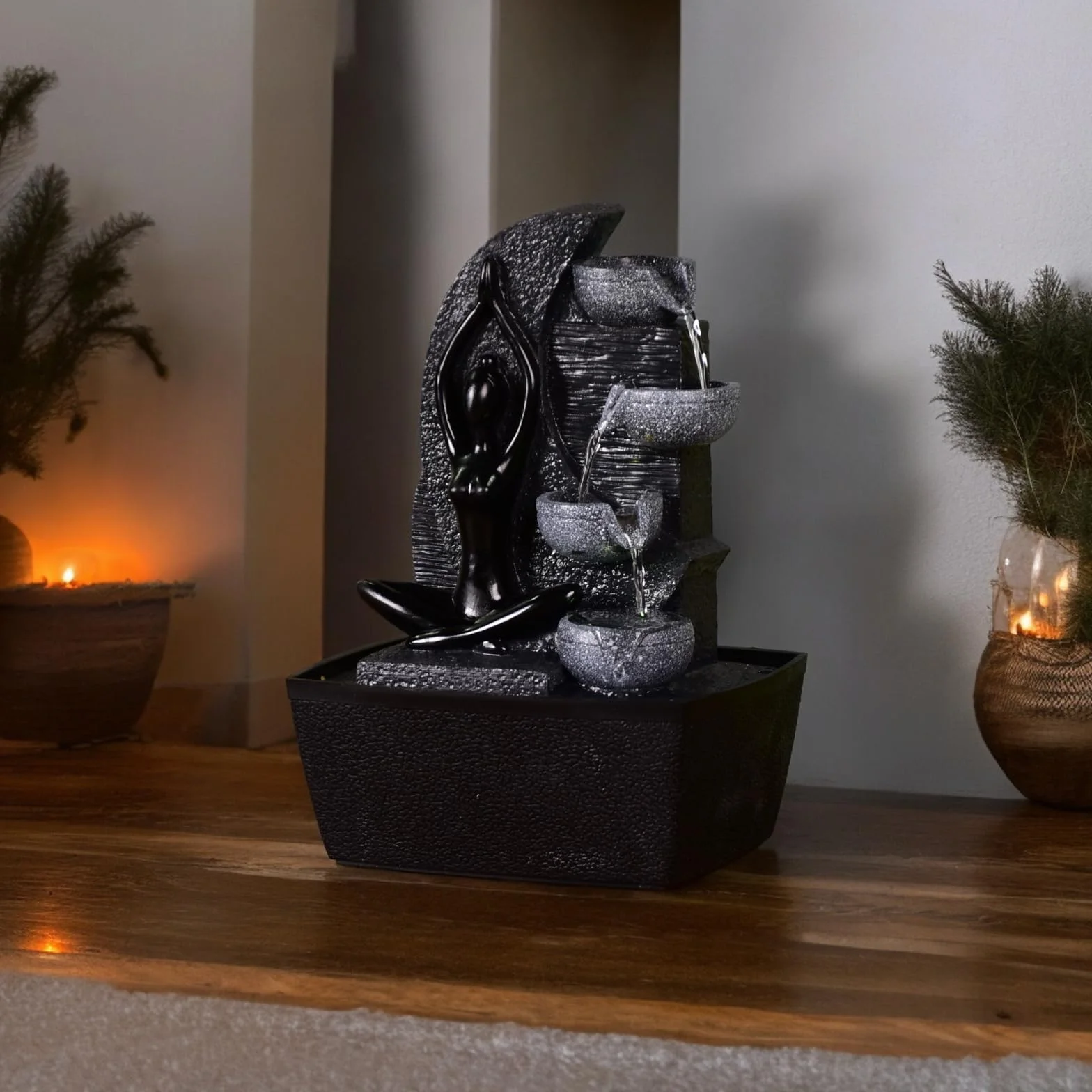 Yama Zen'Light fontanna wewnętrzna wodospad 4 poziomy ściana wodna LED wys. 25cm dekoracja Zen