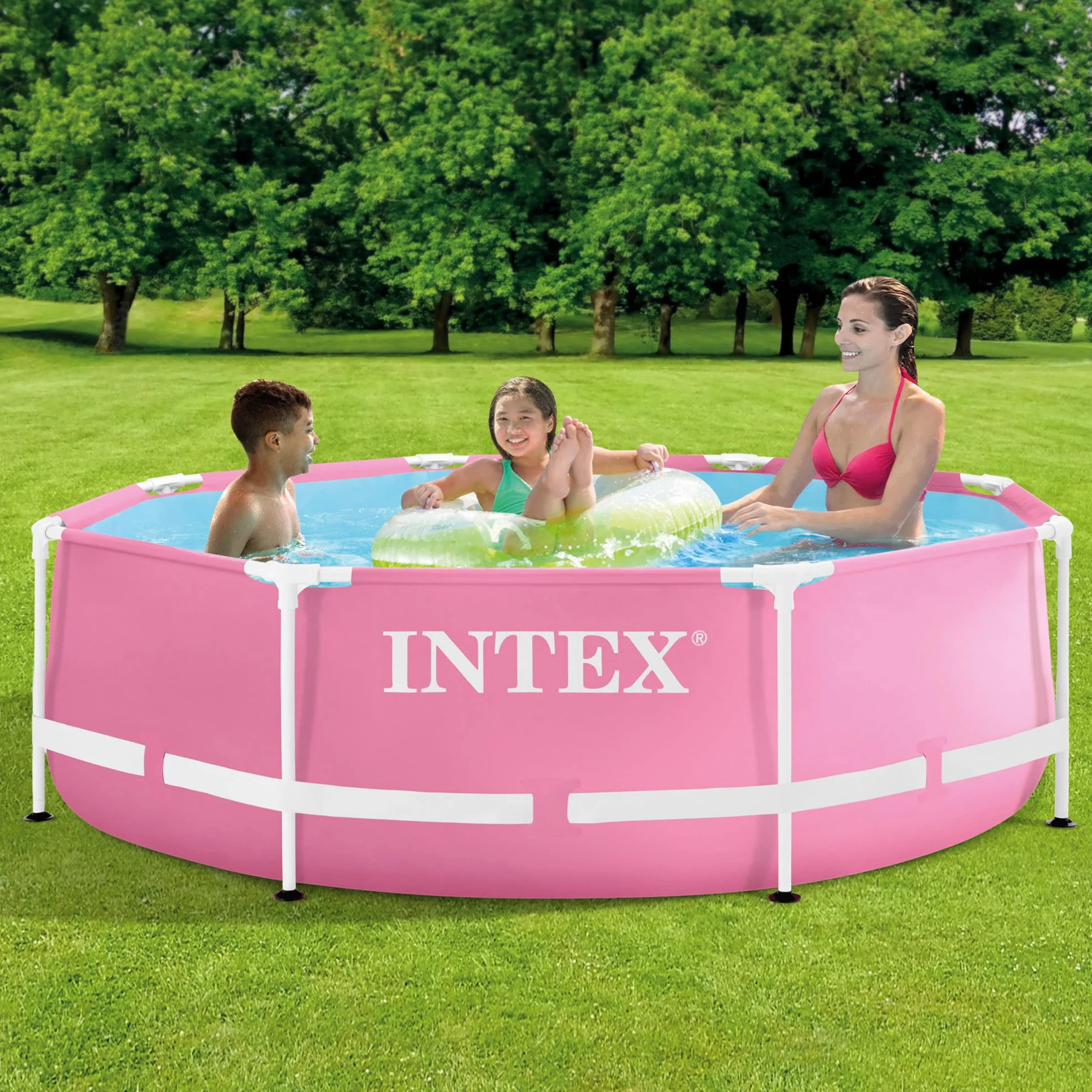Intex Metal Frame Basen 244 x 76 cm Różowy