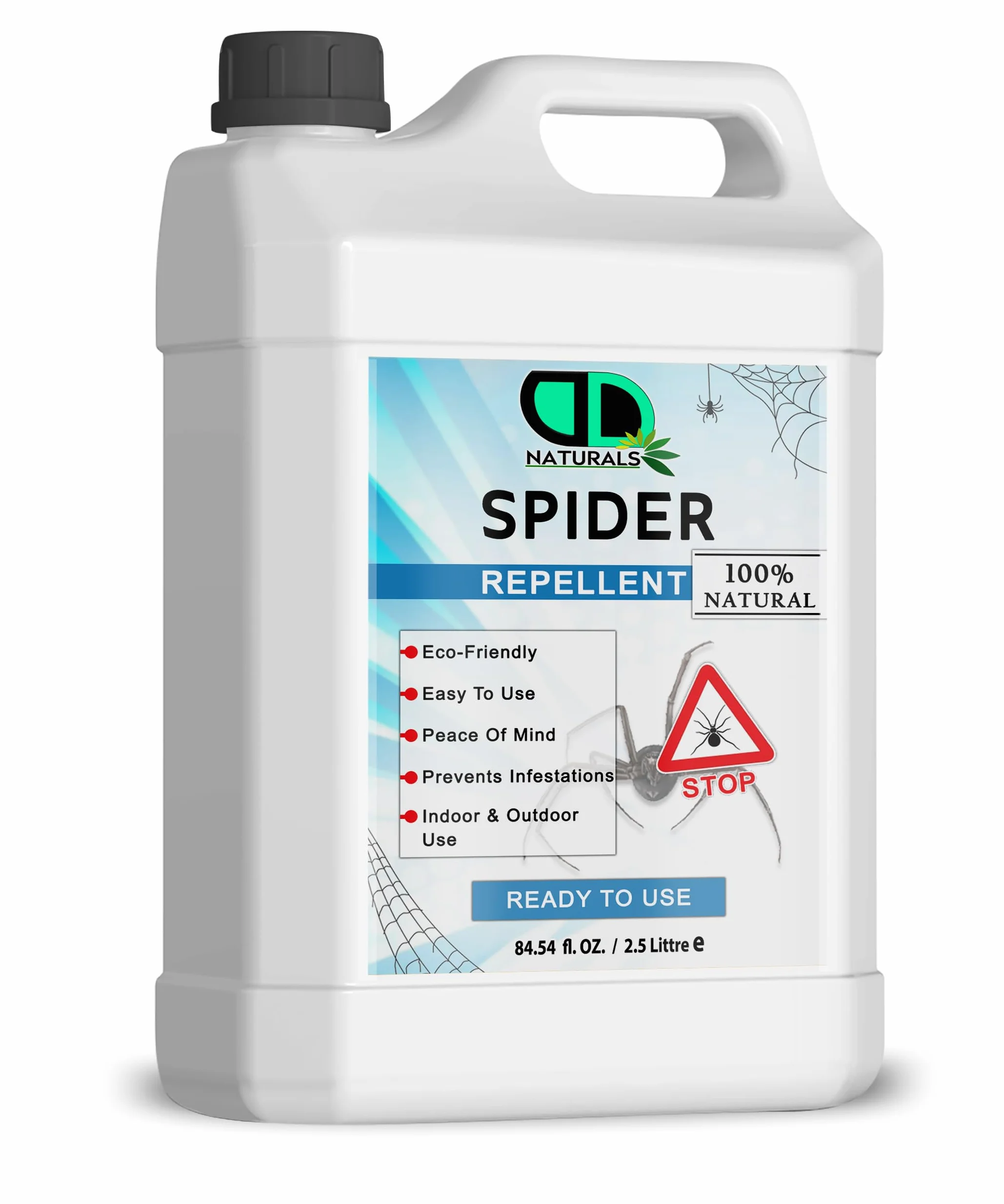 100% naturalny spray odstraszający pająki, nietoksyczny, skuteczny odstraszacz pająków, zapobiega tworzeniu sieci, naturalnie odstrasza pająki (2,5 litra)