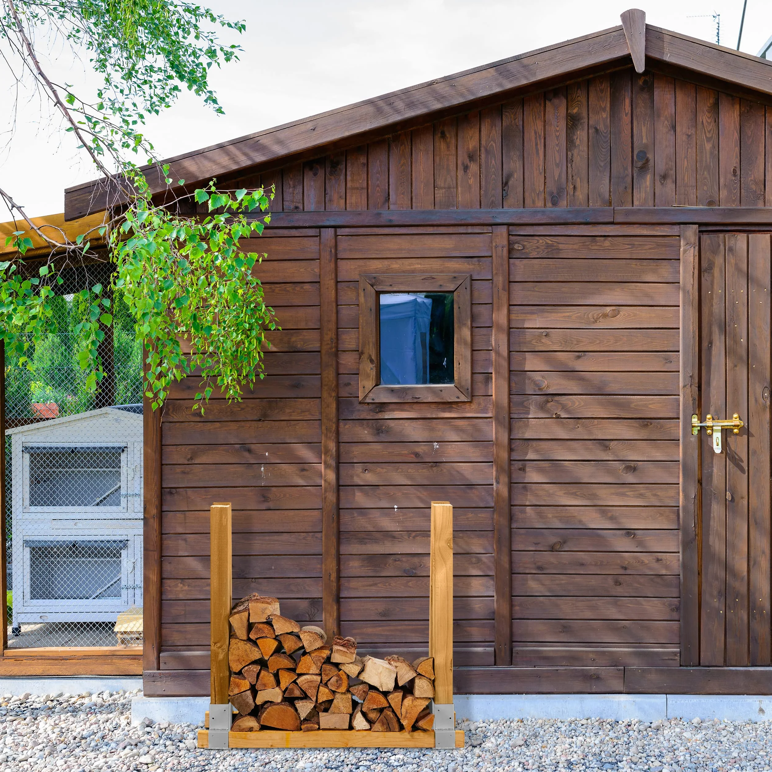 Relaxdays Stojak do układania drewna opałowego, zestaw 2 sztuk, metal, srebrny