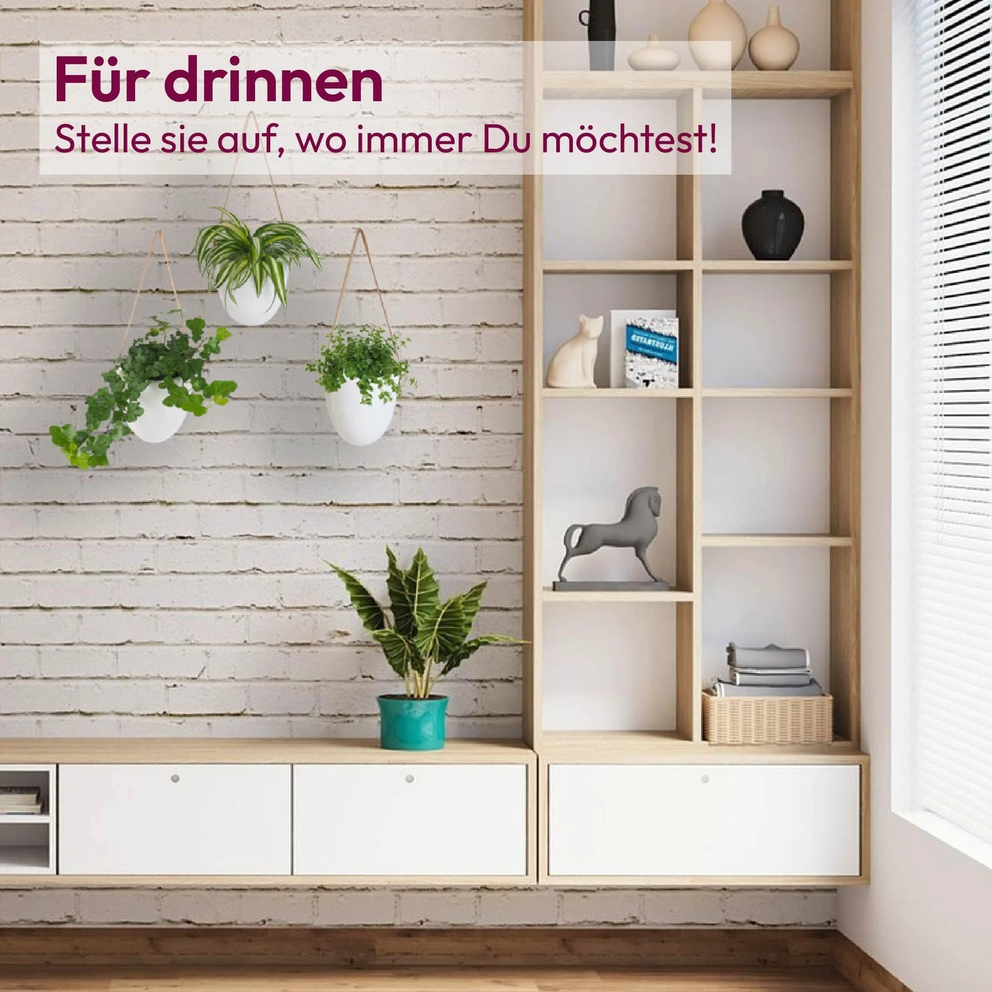 Gadgy Wisząca Doniczka Ceramiczna Biała | Zestaw 3 Doniczek | Wiszące Doniczki do Wiszących Roślin | Do Wnętrza lub Na Zewnątrz | W zestawie 3 różne sznurki i torba do przechowywania