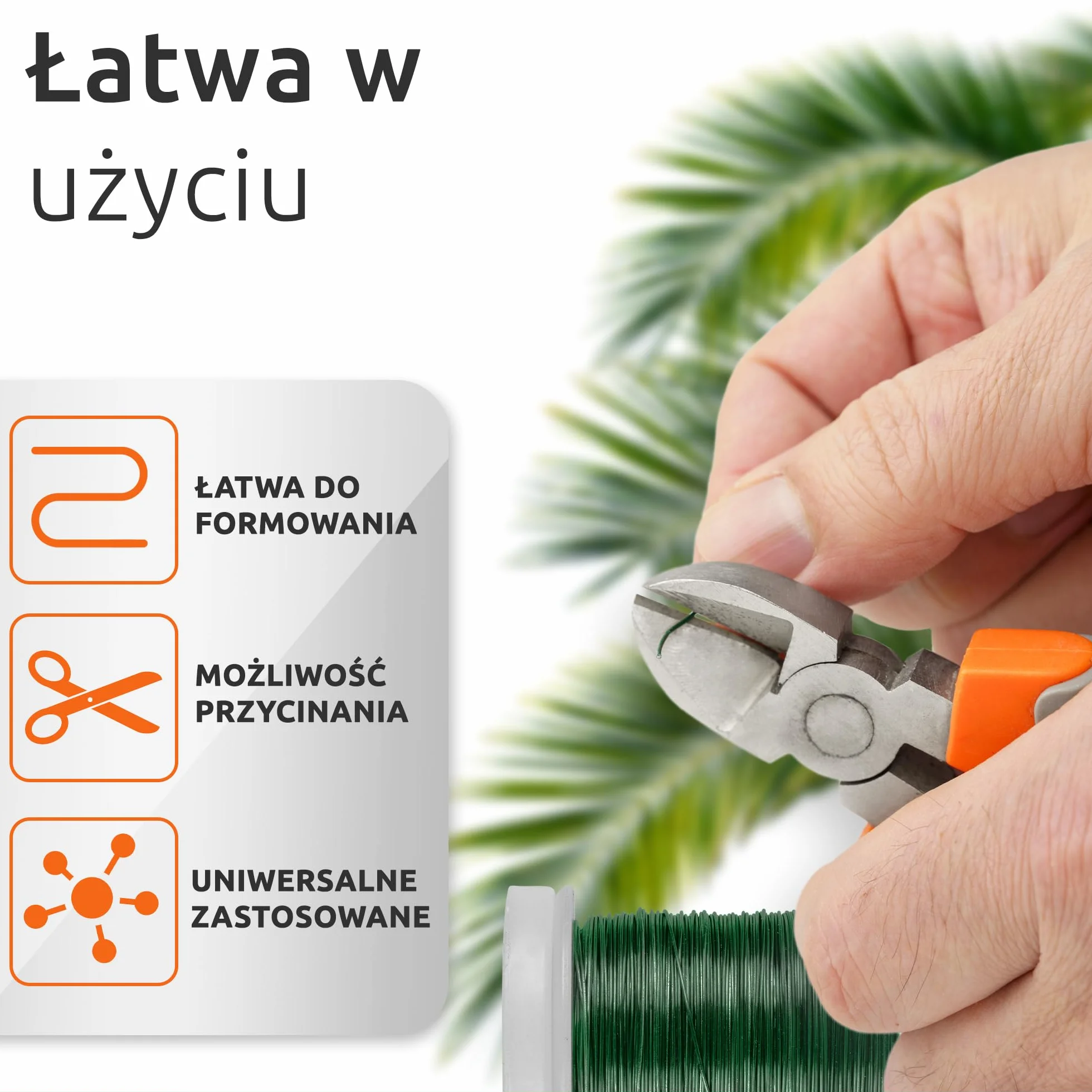 ECENCE 3x Drut mirtowy wyżarzany z żelaza w kolorze Zielony, drut rzemieślniczy do wiązania kwiatów, drut do owijania, drucik florystyczny na rolkę 60m