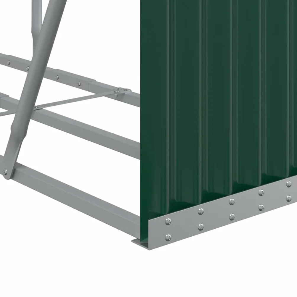 vidaXL Stojak na drewno zielony 180x45x100 cm stal galwanizowana