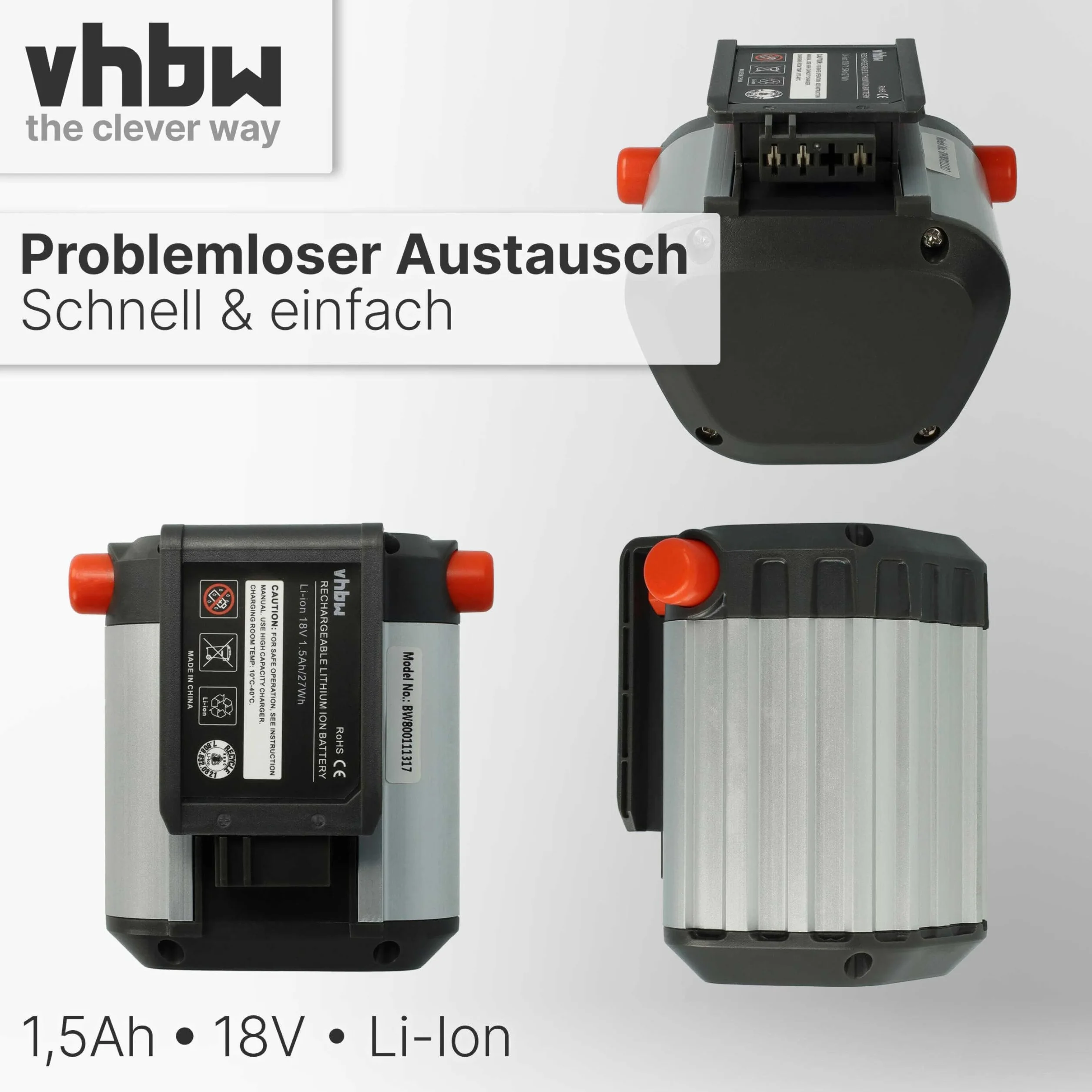 vhbw akumulator kompatybilny Gardena EasyCut Li-18/23 R 9823-20 zamiennik BLi-18 Li-Ion 1500mAh 18V