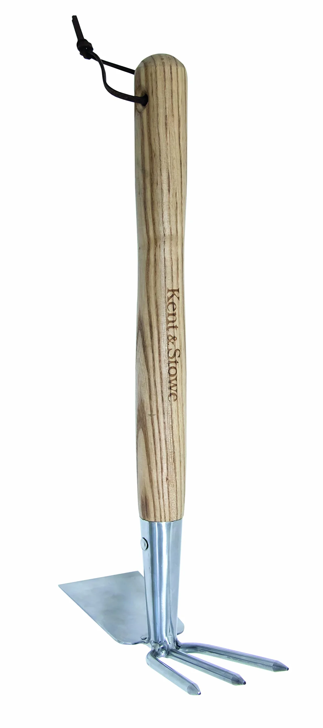 Kent & Stowe Podwójna motyka – motyka ogrodowa ze stali nierdzewnej, do napowietrzania gleby, z trzonkiem z drewna jesionowego, długość: 37 cm