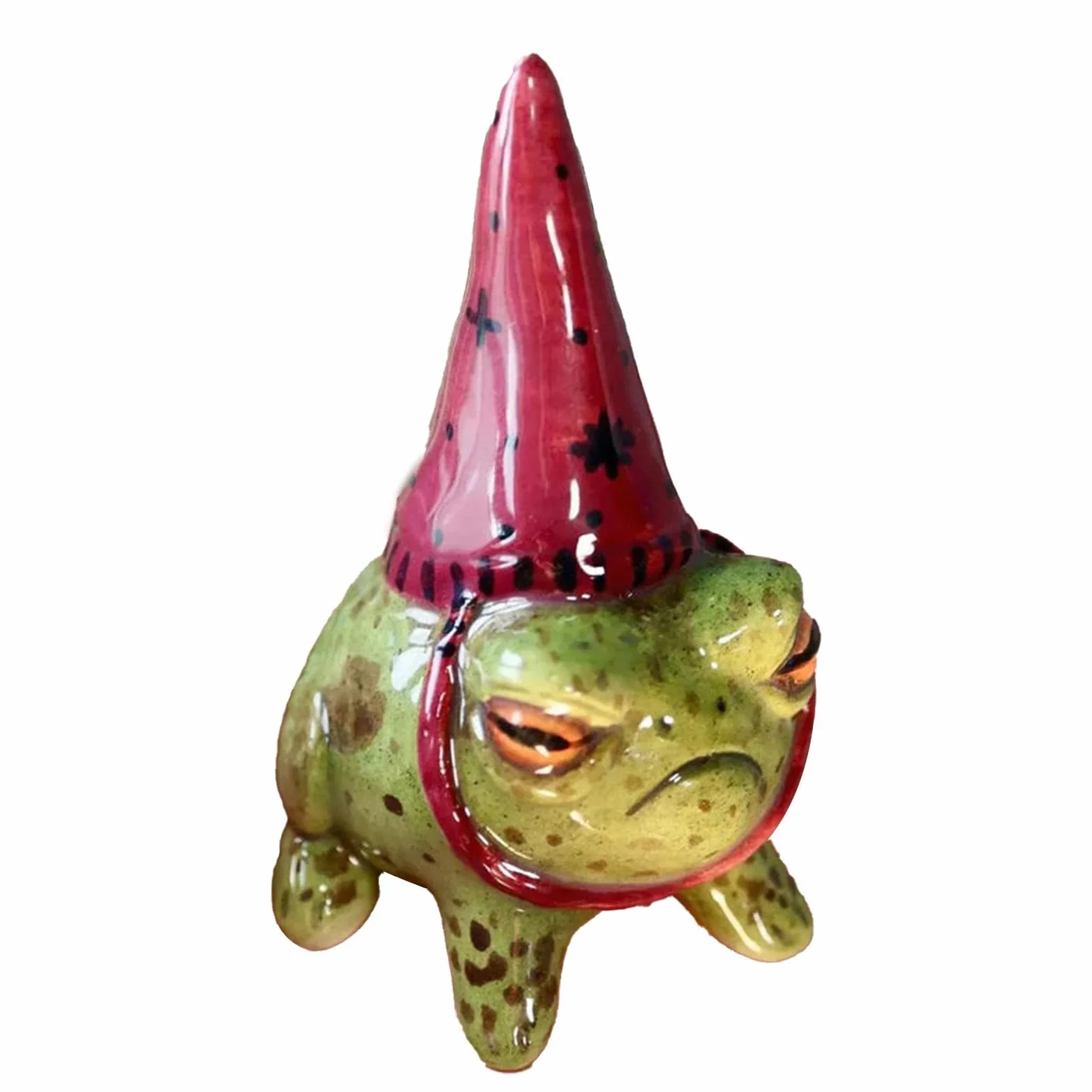 Dekoracje ogrodowe żaba, posągi żab do ogrodu - Figurka z żywicy małej żaby w kapeluszu czarownicy | Ręcznie malowany ornament bonsai rzeźba