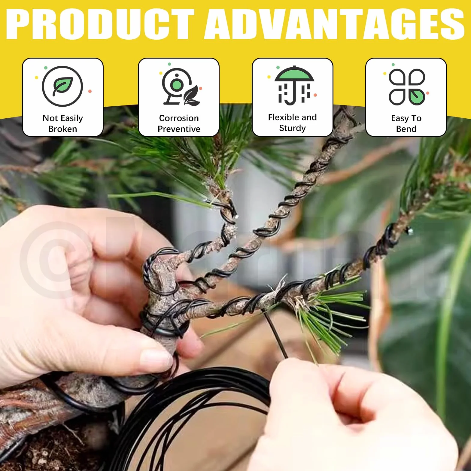 Zestaw do treningu bonsai zawiera drut bonsai i nóż do drutu bonsai, anodyzowany aluminiowy drut bonsai, drut drzewny bonsai, do gałęzi drzew bonsai, do gałęzi drzew bonsai (zestaw)
