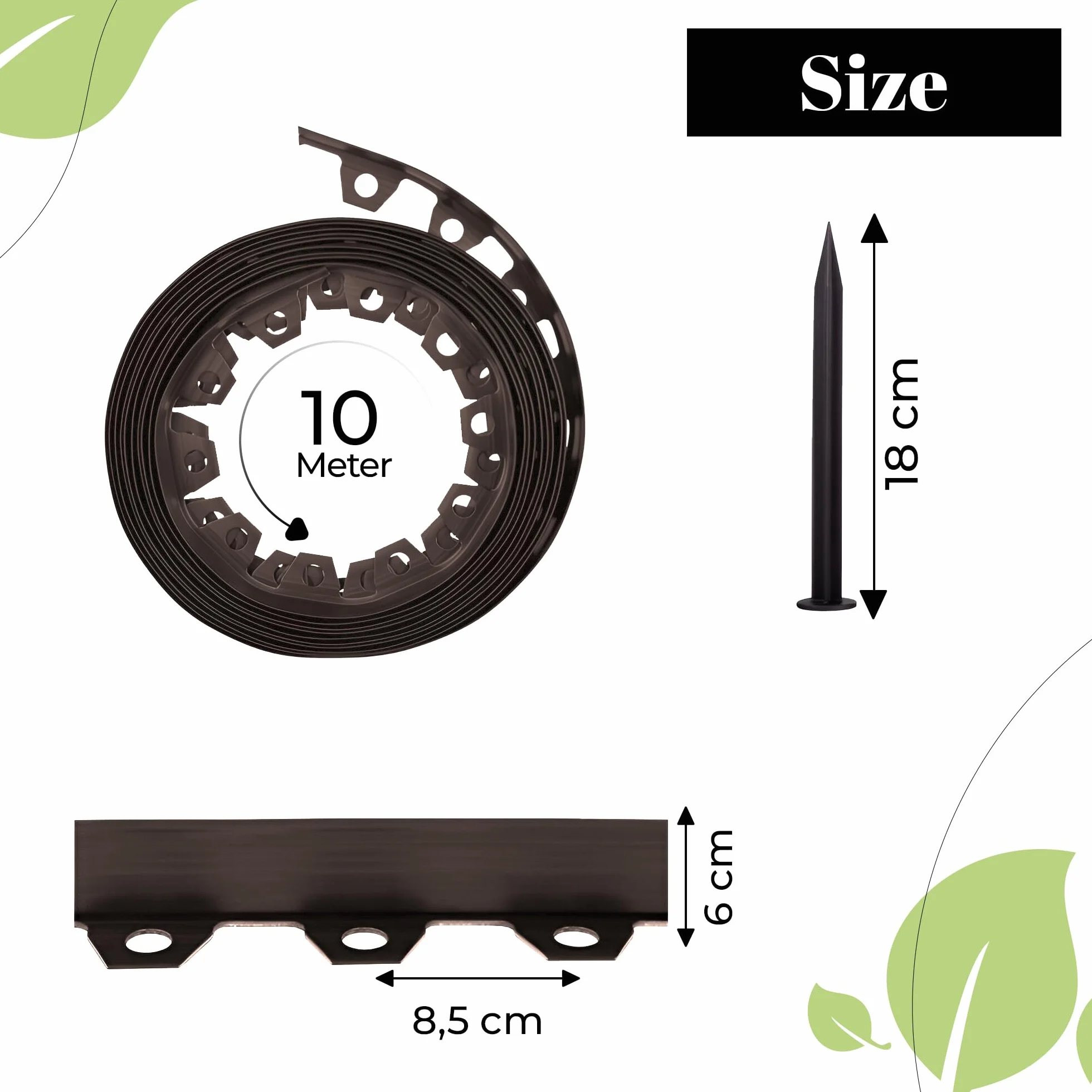GARDENIX Elastyczne obrzeże trawnika 10 m 6 cm brązowe
