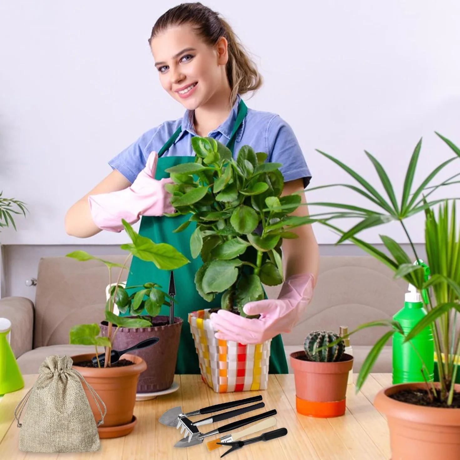 13-częściowy zestaw narzędzi ogrodowych z workiem do przechowywania, narzędzia bonsai i akcesoria
