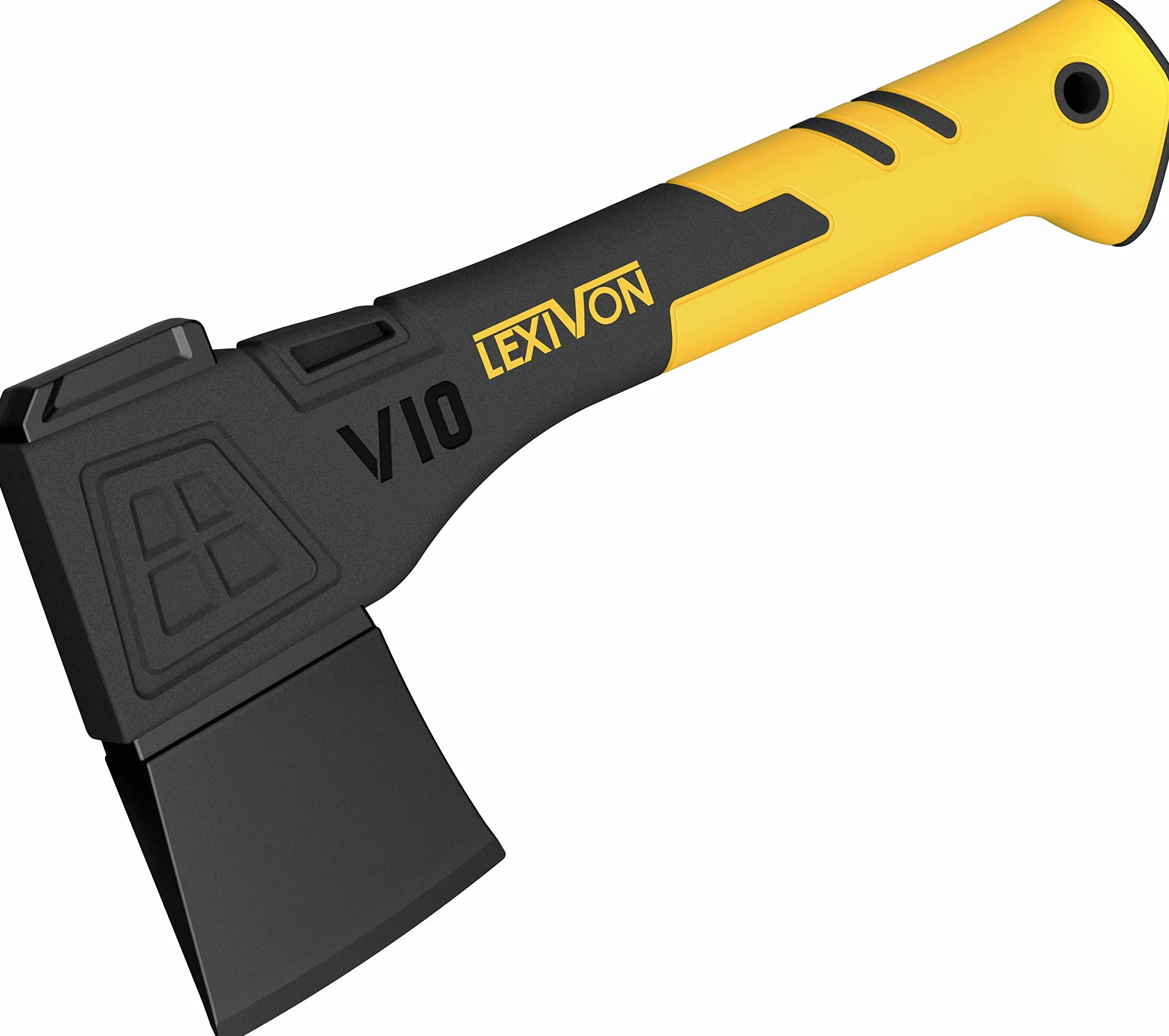 LEXIVON Siekiera do siekania 25 cm, kempingowa siekiera do siekania gałęzi, małych drewnianych kłód, podpałek i ogrodnictwa, ergonomiczny uchwyt TPR, lekki uchwyt kompozytowy z włókna szklanego,