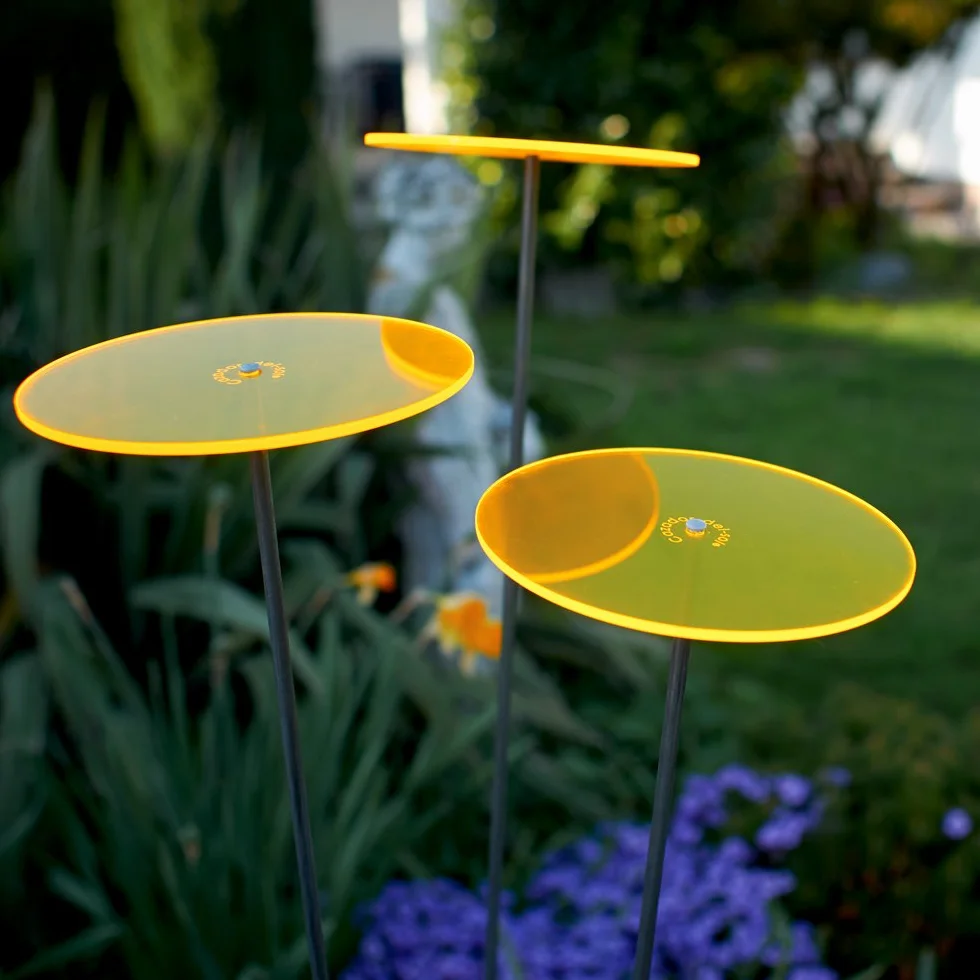Cazador-del-sol ® - oryginalny | medio - tres | 3 sztuki | żółte tarcze przechwytujące promienie słoneczne | średnica 15 cm | wysokość 120 cm