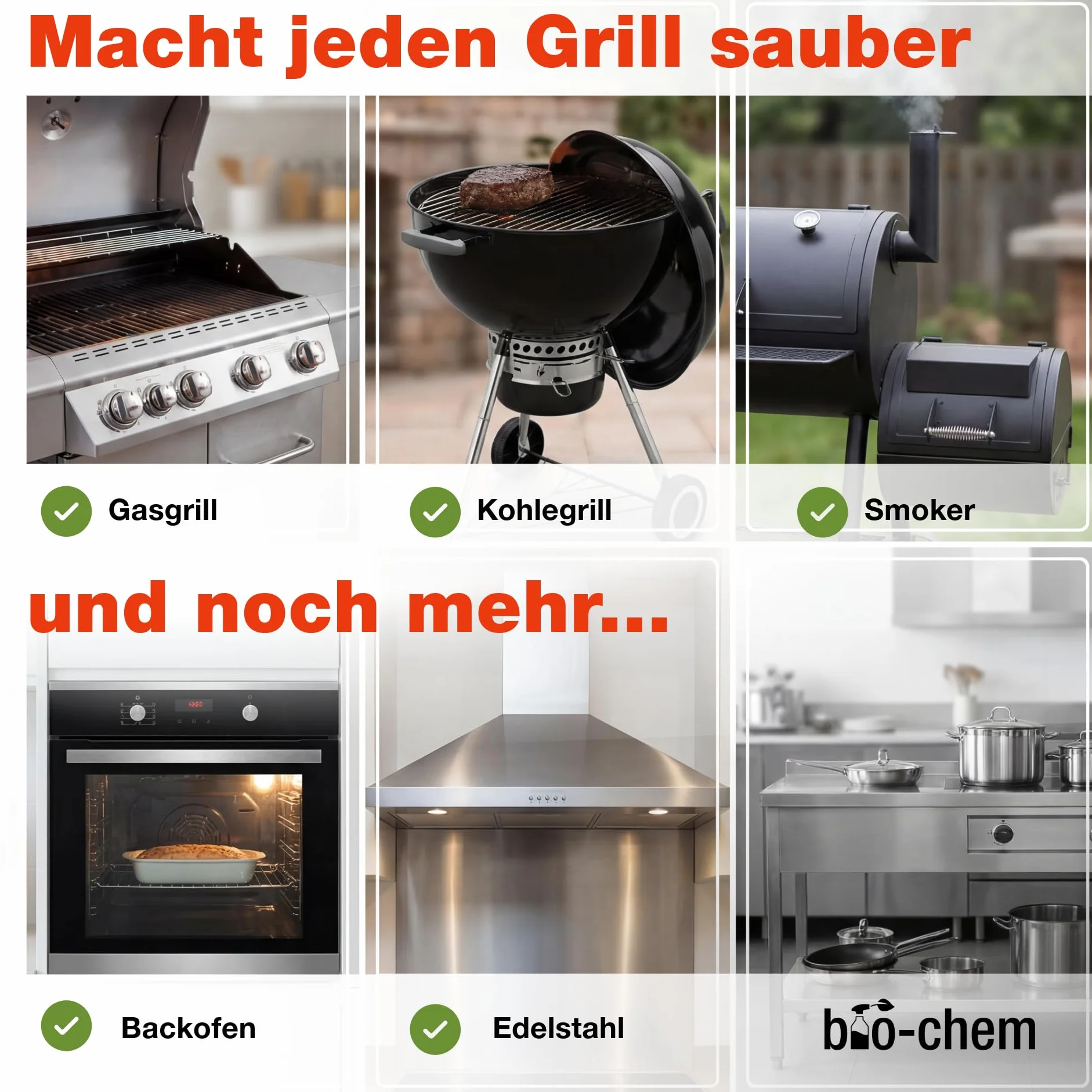 Bio-Chem Zestaw do czyszczenia powierzchni grillowych 0,5 l 750 ml 200 ml szczotka gąbka