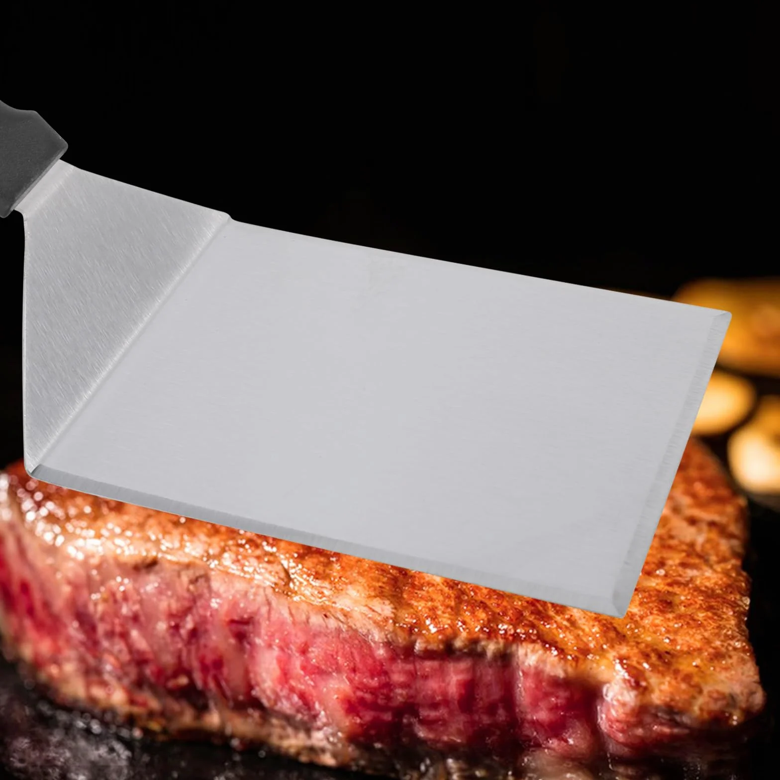 Zestaw łopatek do grilla stal nierdzewna drewniany uchwyt