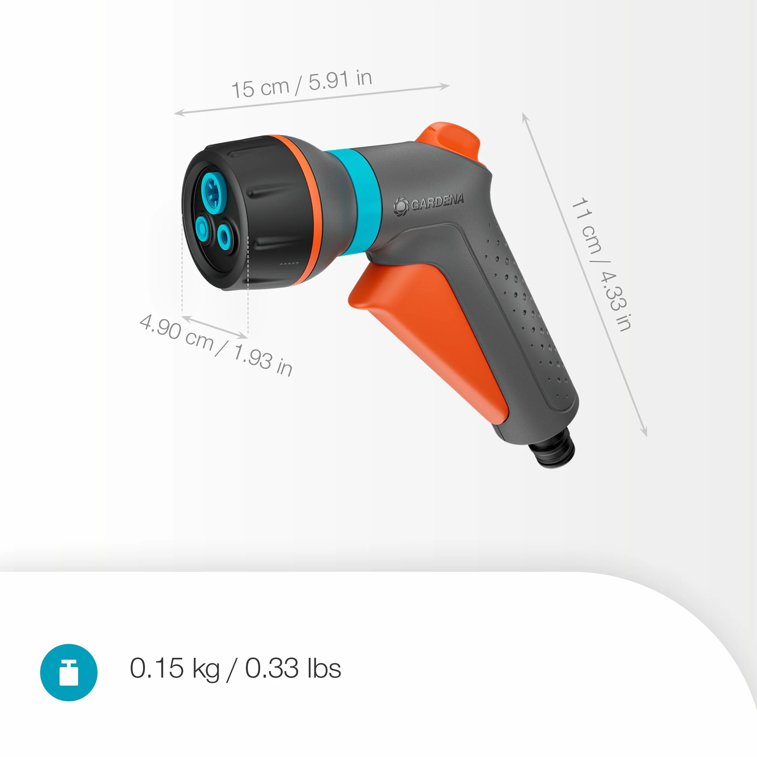Gardena Classic Wielofunkcyjny Pistolet Zraszający Compact Zraszacze i Dysze Wielofunkcyjny Pistolet Zraszający, do Czyszczenia i Podlewania, Trzy Różnorodne Rodzaje Strumienia (18375-20)