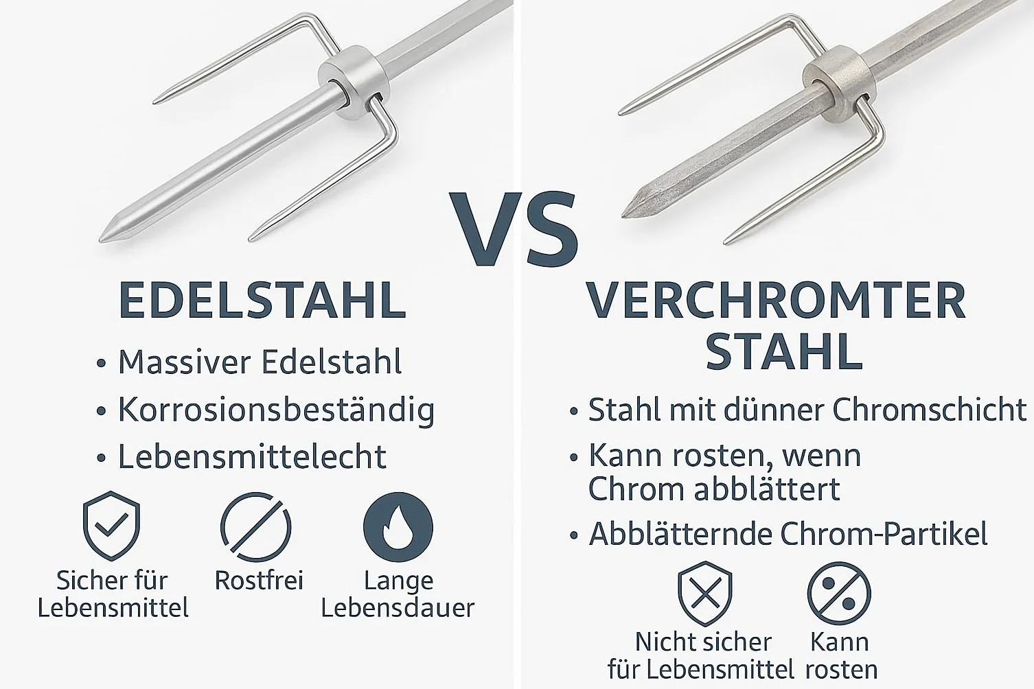 Rotisserie rożen ze stali nierdzewnej – rożen Rondell anex Gyros do wszystkich rożen o średnicy do Ø 14 mm – w zestawie 6 krótkich szpikulców (30 cm) i 6 długich szpikulców (41 cm)