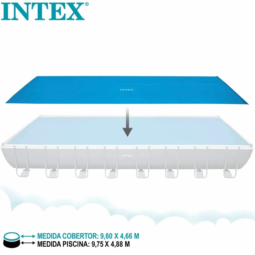 Intex Plandeka solarna prostokątna 975 x 488 cm 160 mikronów Niebieska