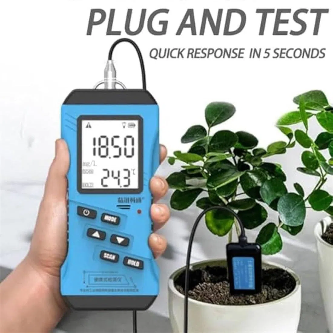 Tester gleby, 7 w 1 NPK/pH/EC/wilgotność/temperatura/wilgotność, wysoka dokładność, duży podświetlany wyświetlacz LCD, bez odczynników do ogrodu/gospodarstwa/szklarni