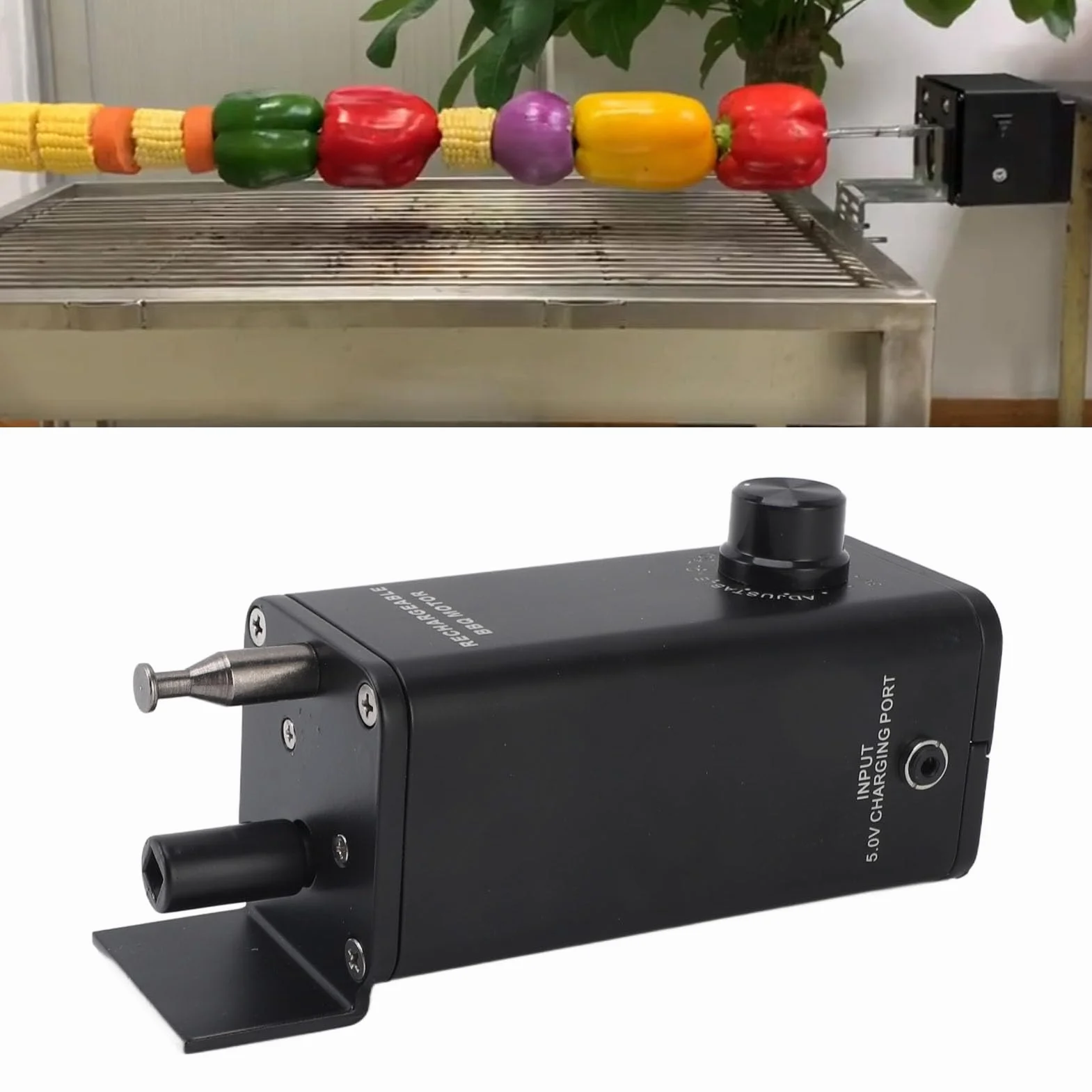 Silnik Rożna do Grilla ze Stopu Aluminium, Regulowany Akumulator Uniwersalny do Grilla o Mocy 10 W, 3 do 12 V, Elektryczny Zamienny Silnik do Rożna, Silnik do Grilla Elektrycznego