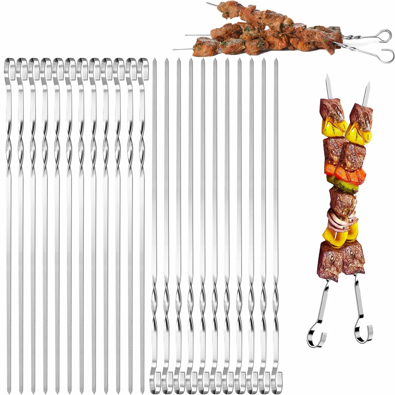 Płaskie szaszłyki do grilla 30 cm wielokrotnego użytku Kabob BBQ