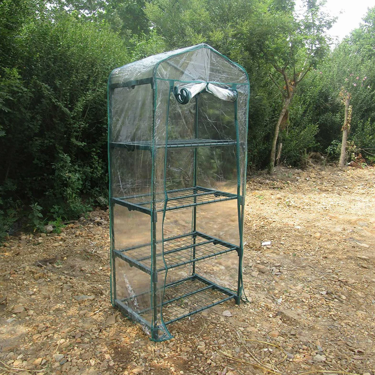 Yctze 4-poziomowa Mini Osłona Szklarni do Użytku Wewnątrz/na Zewnątrz z PVC, 69x49x160 Cm Namiot Ogrodowy z Gorącym Domem dla Roślin do Ogrodnictwa w Domu i Sadzenia Kwiatów