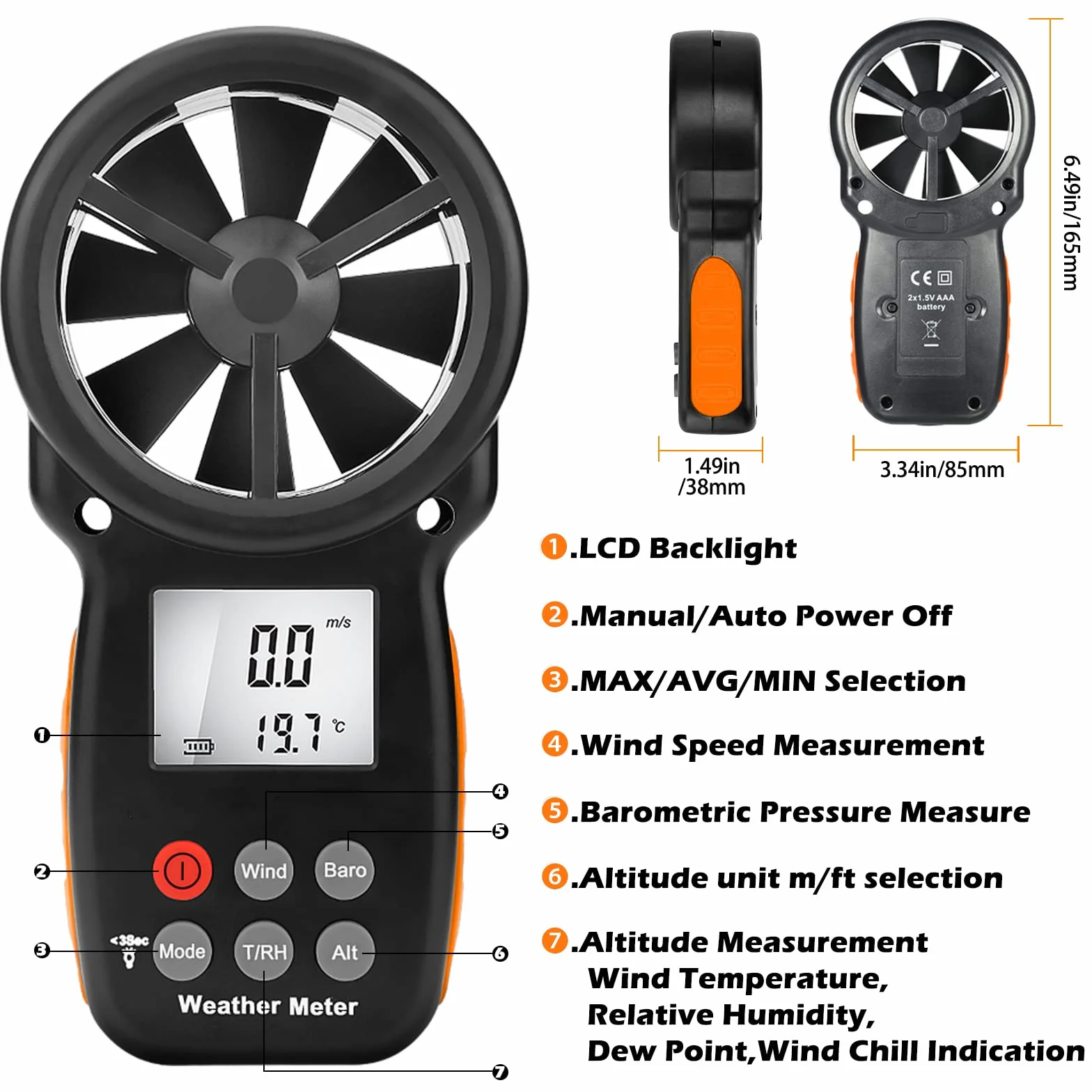 LC-100-WM cyfrowy anometr barometr