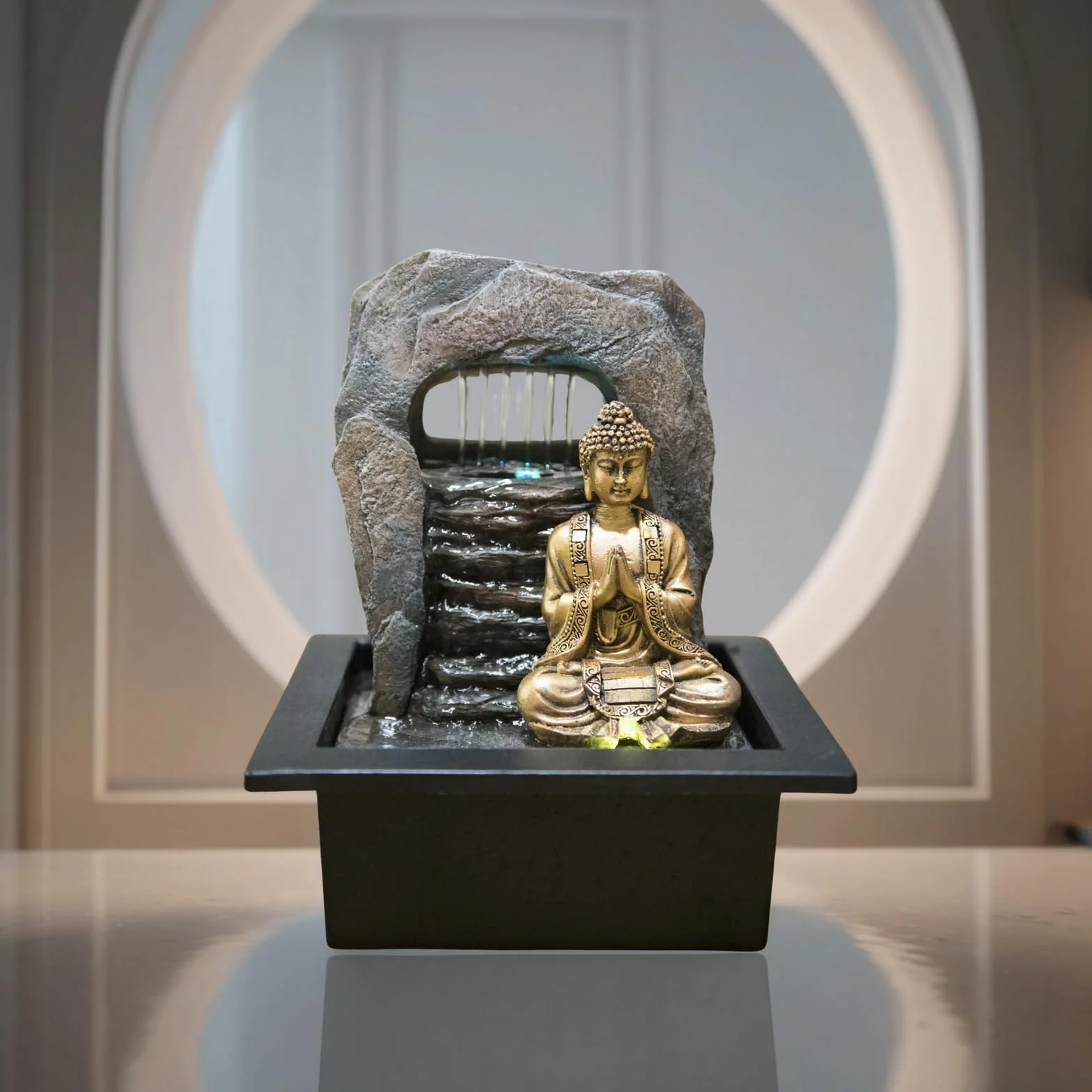 Zen'Light Zen Dao fontanna, żywica syntetyczna, brąz, 21 x 17 x 25 cm