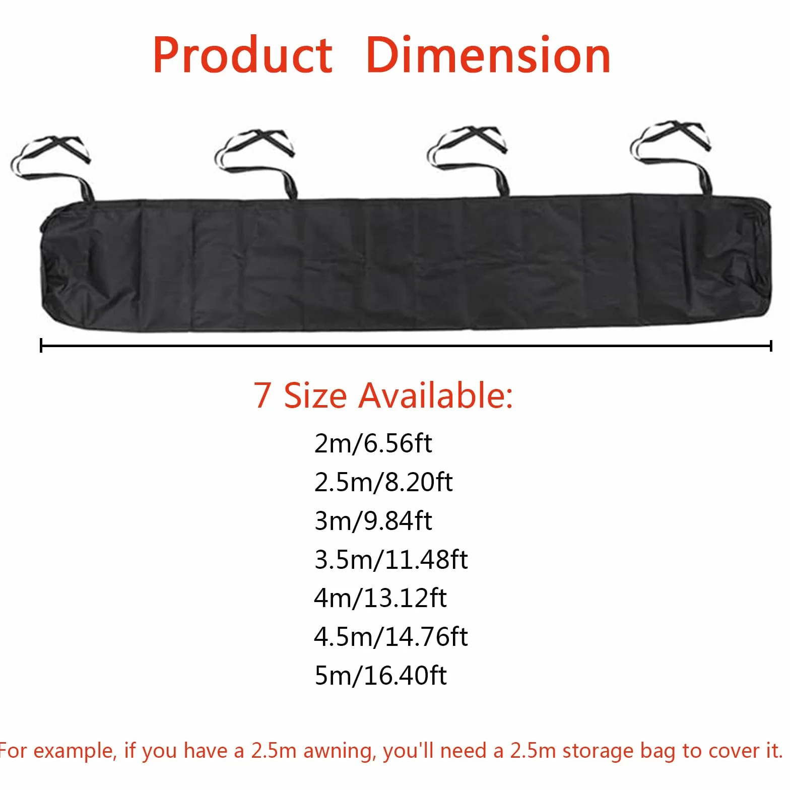 300D Oxford Osłona ochronna markizy, chowana osłona przeciwsłoneczna okna drzwi Zewnętrzna osłona ogrodowa na patio Meble ogrodowe na zewnątrz,Black,3m/9.84ft
