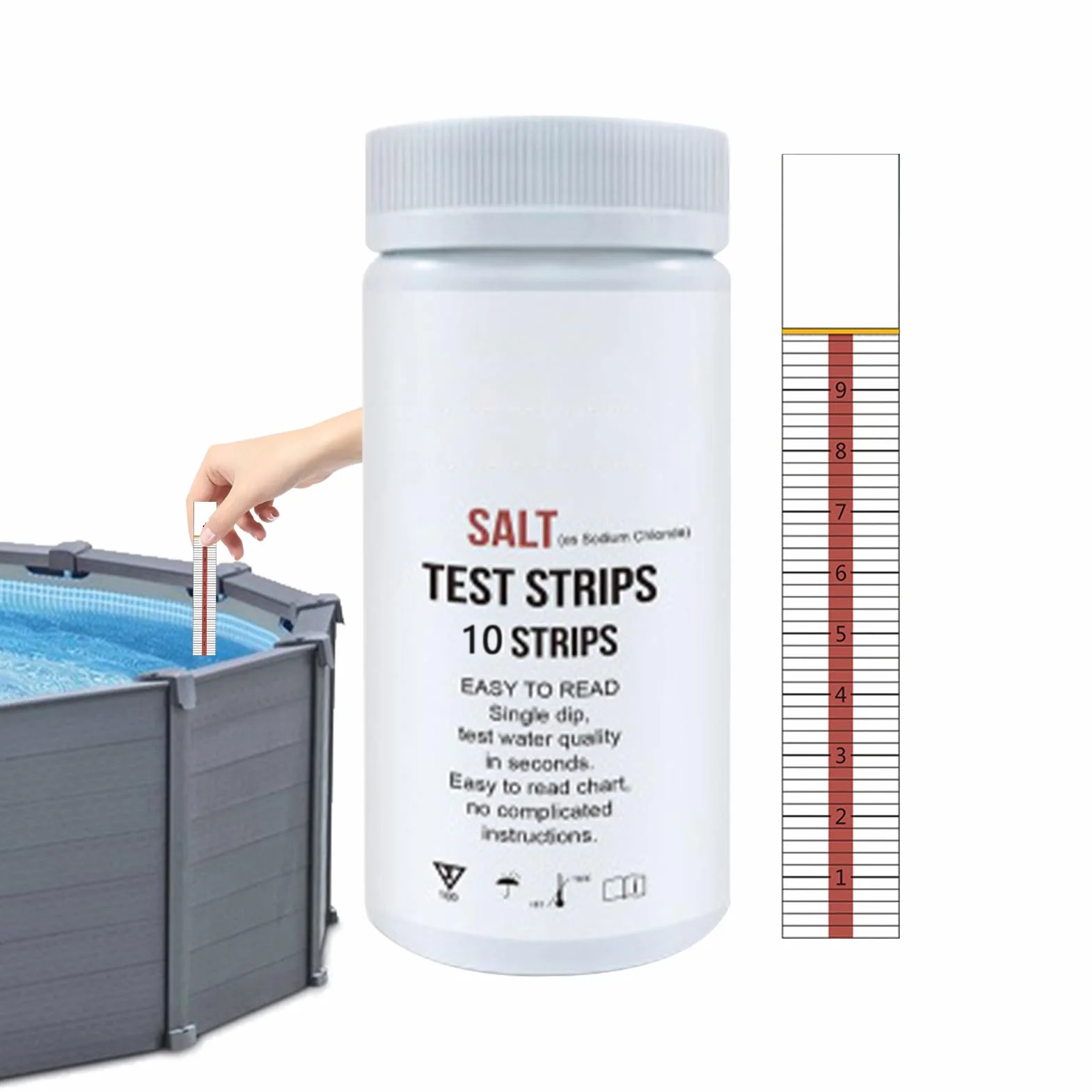 Paski testowe do pomiaru pH chloru soli, 10 sztuk słonej wody, tester wody, dokładniejsze do basenów, Hot Tub Spa do soli