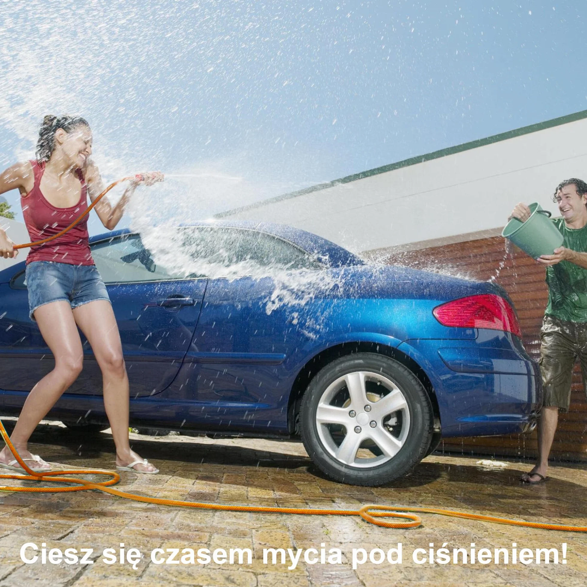 Wąż myjki wysokociśnieniowej 15 m 1/4 cala M22 14 mm 3600 PSI mosiężne przyłącze obrotowe