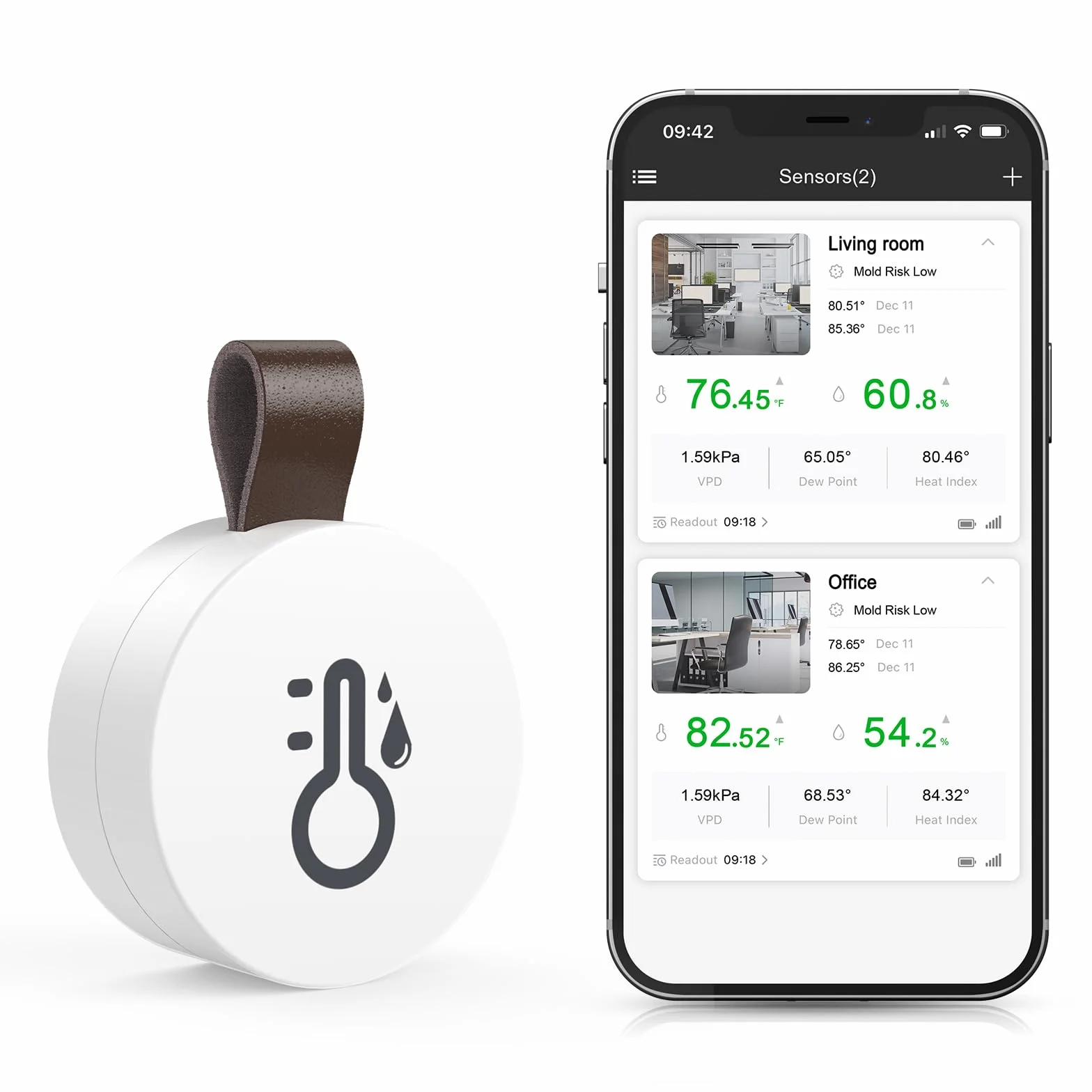 Brifit Termometr Bluetooth, higrometr, bezprzewodowy czujnik temperatury z aplikacją Smart Sensor, mini termometr wewnętrzny z zapisem danych do pokoju dziecięcego, szklarni, garażu, biura