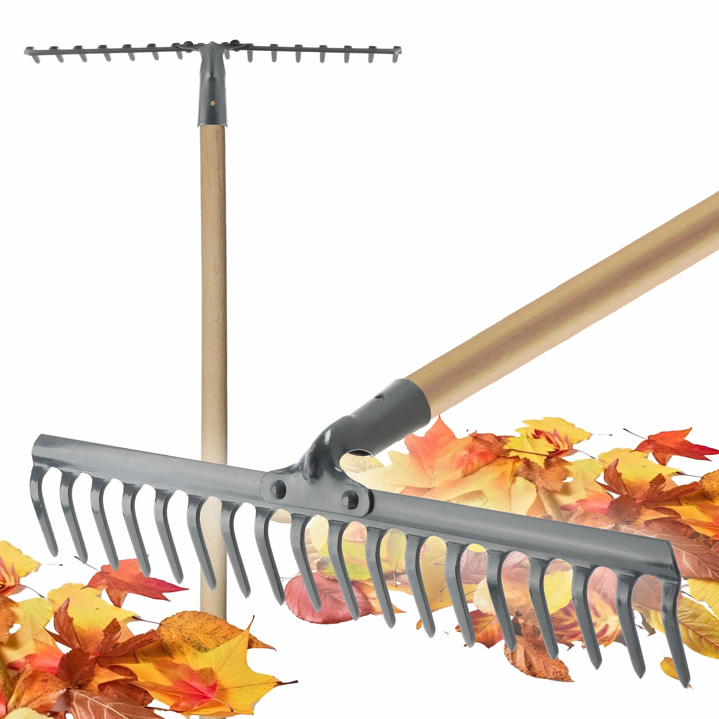 Grabie Ogrodowe Metalowe 18 Zębów 47,5 cm Bez Trzonka do Liści Trawy