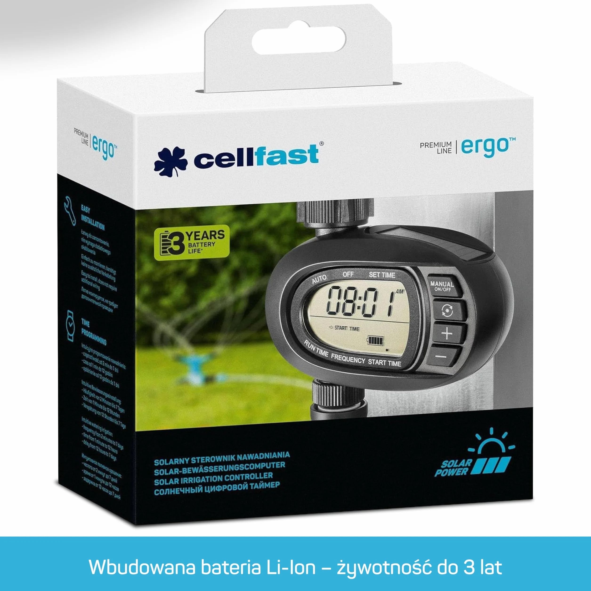 Cellfast Solarny sterownik nawadniania, Ciśnienie 6 bar, G3/4" G1"